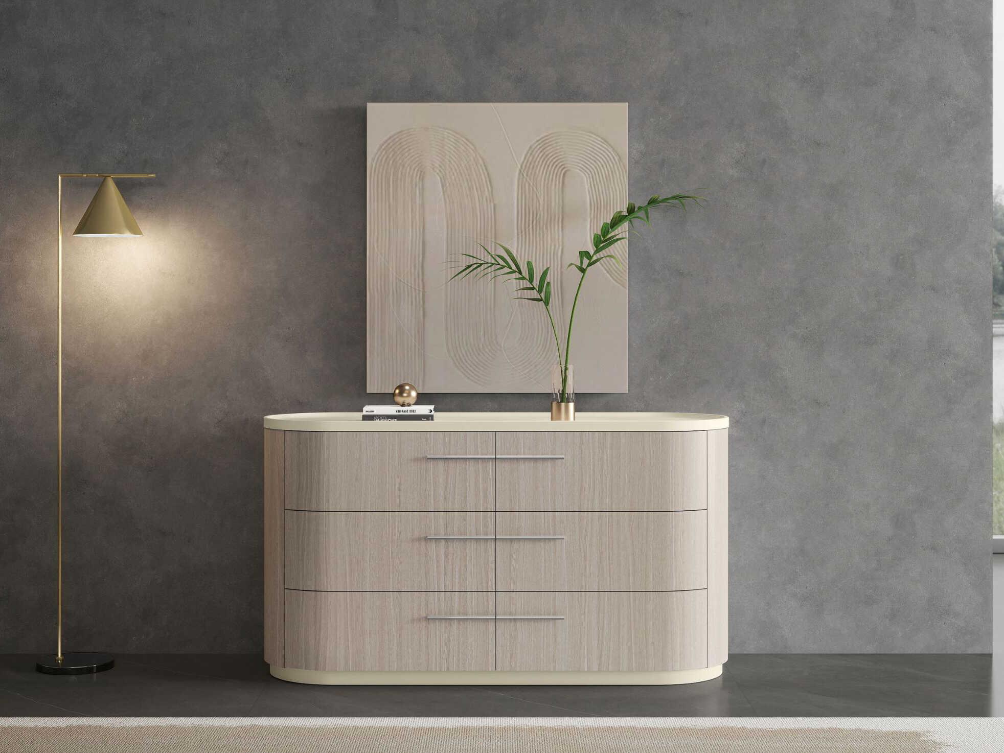 Whiteline Modern Living Celine 6-Drawers Oak Wood Double Dresser