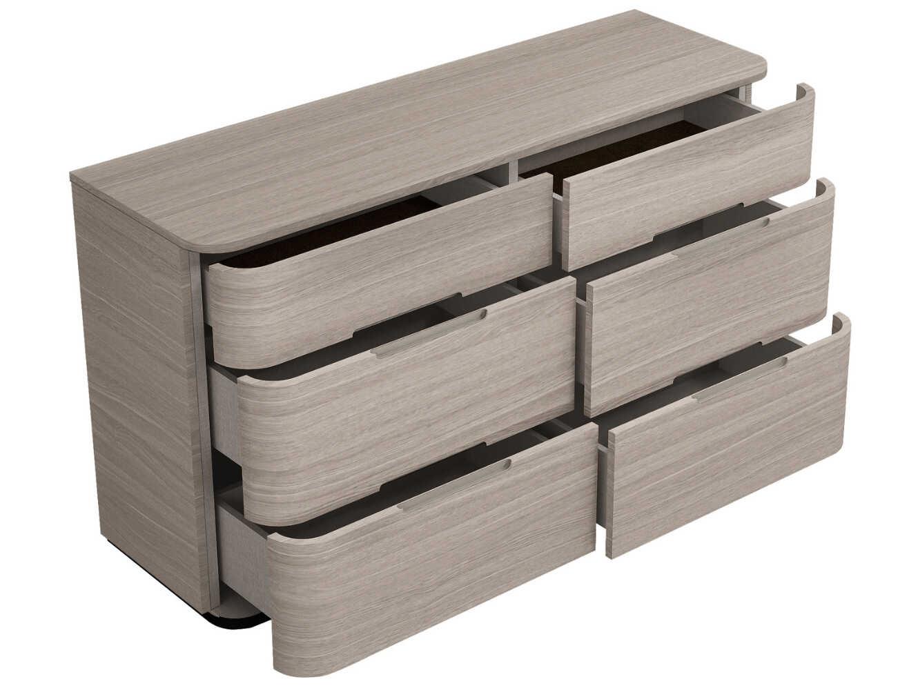 Whiteline Modern Living Vera 6-Drawers Oak Wood Double Dresser