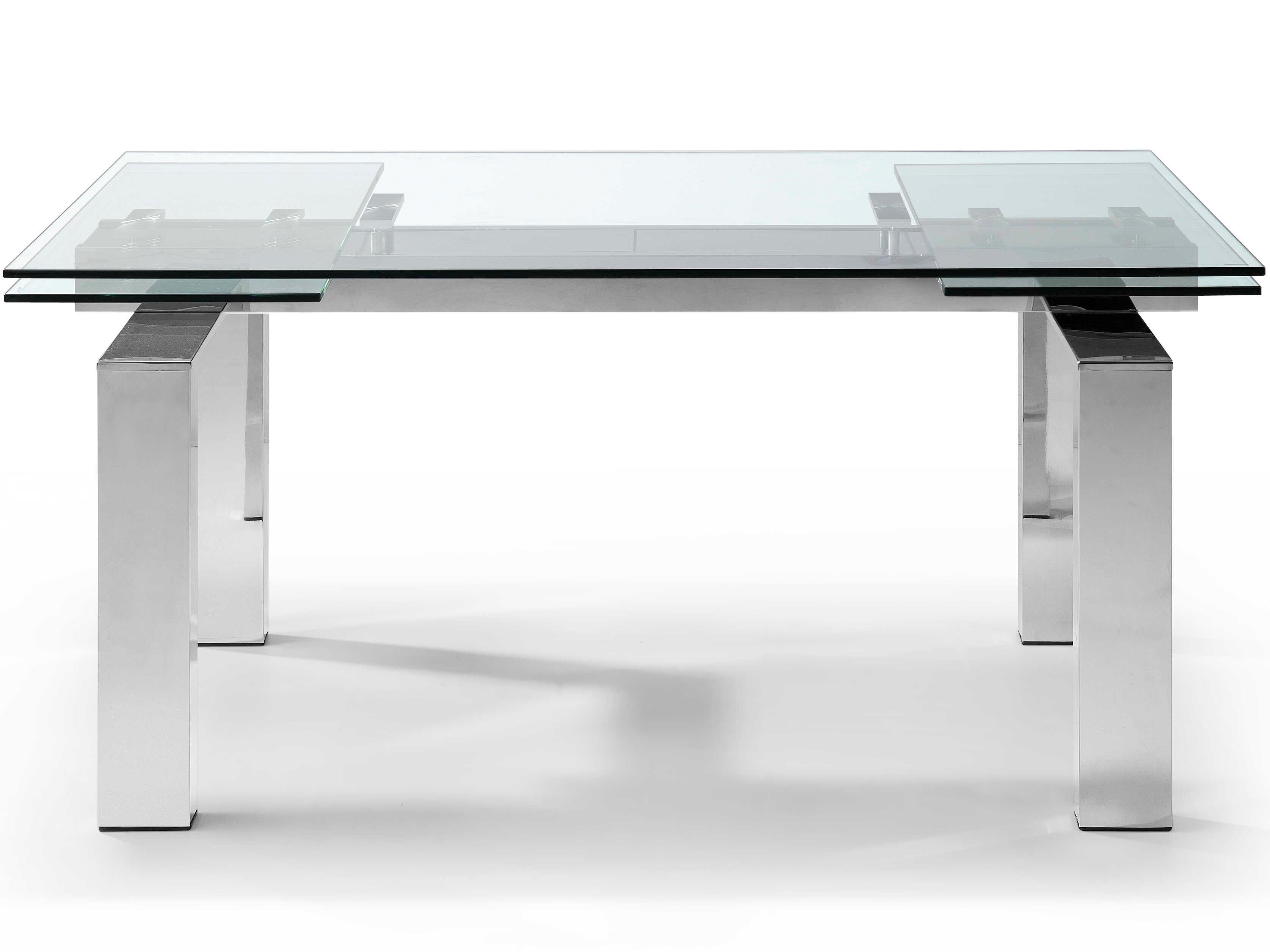 Whiteline Modern Living Cuatro Rectangular Glass Silver Dining Table