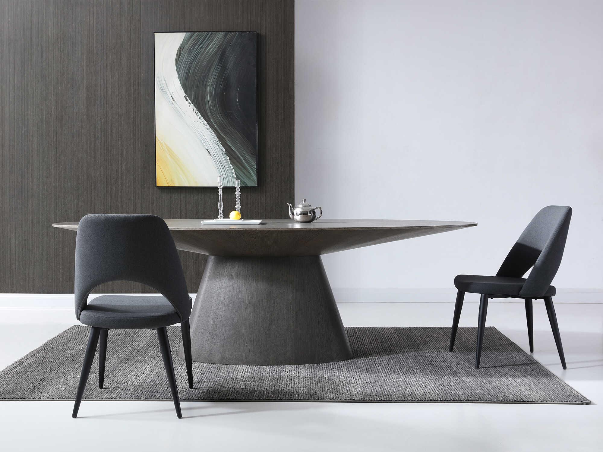 Whiteline Modern Living Bruno Oval Wood Grey Dining Table