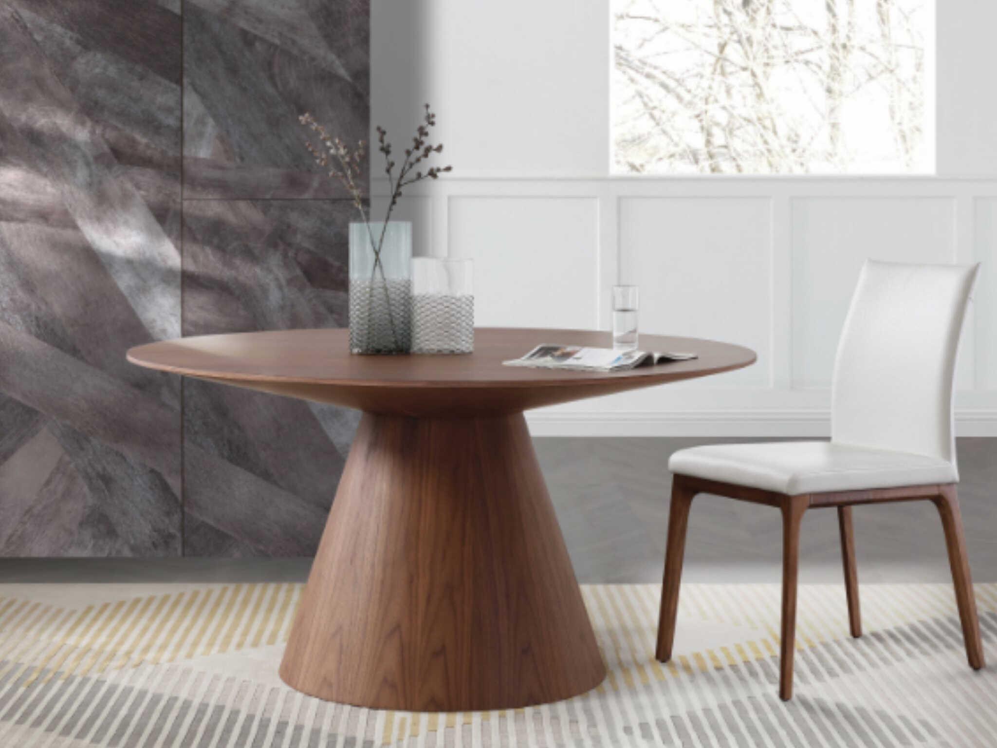 Whiteline Modern Living Norfolk Round Wood Brown Dining Table
