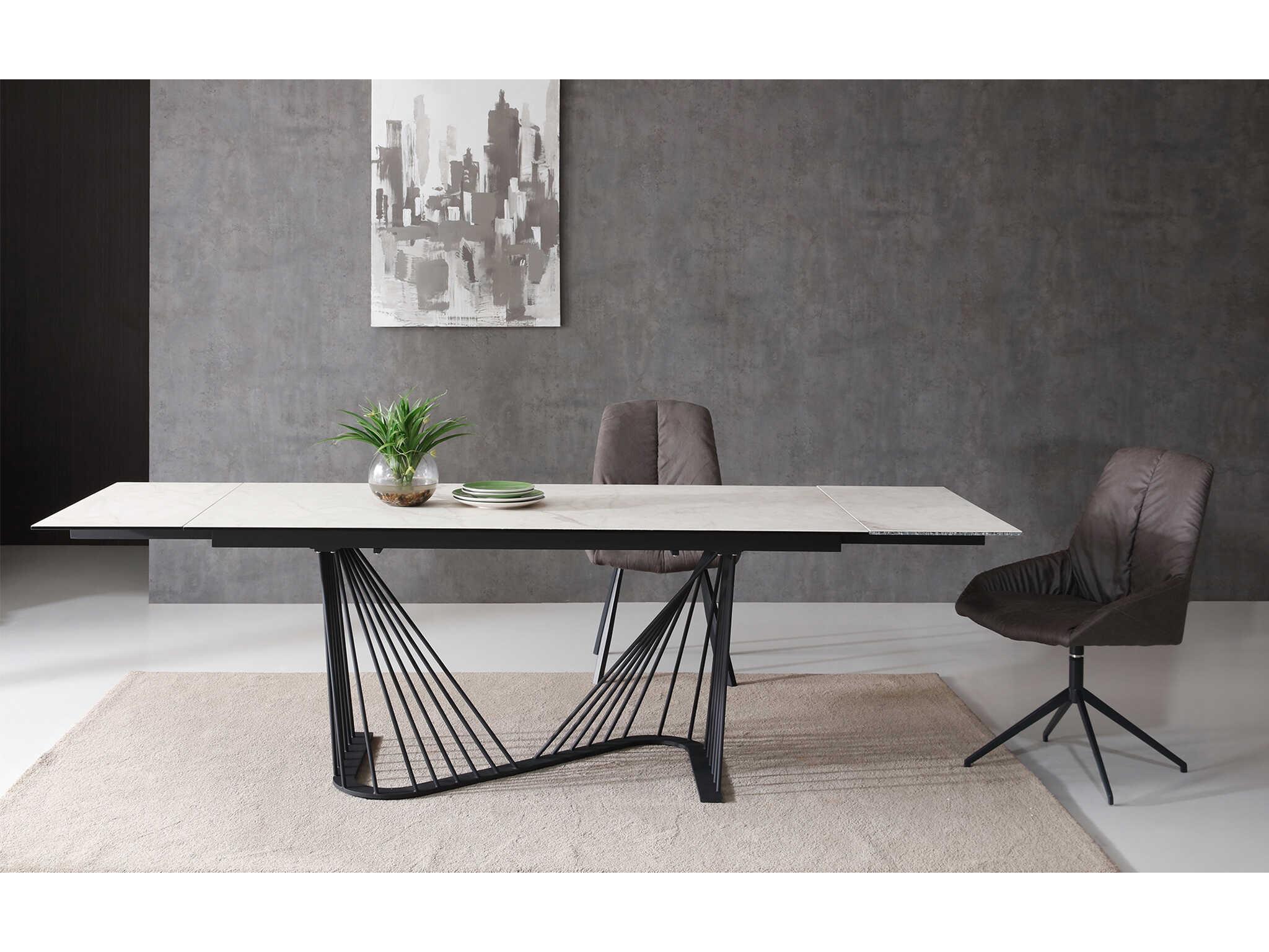 Whiteline Modern Living Roma Rectangular Ceramic White Dining Table