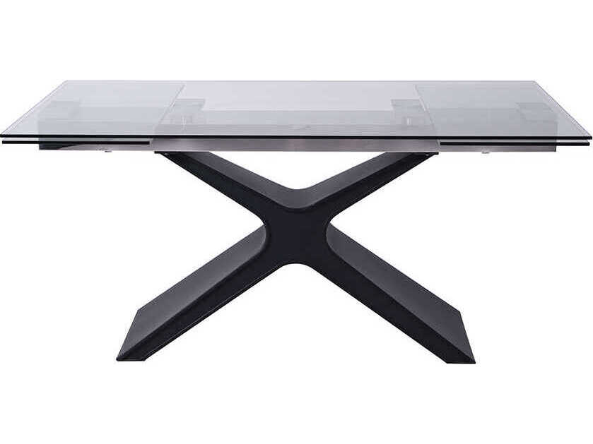 Whiteline Modern Living West Rectangular Glass Black Dining Table