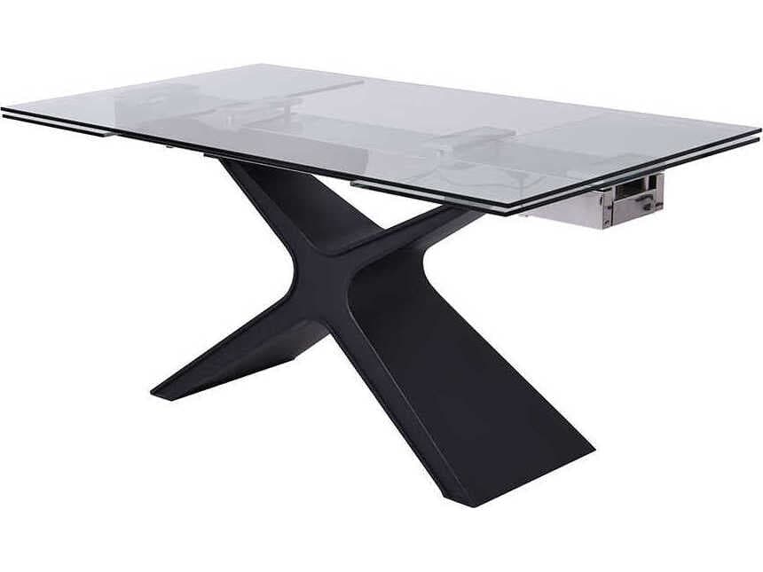 Whiteline Modern Living West Rectangular Glass Black Dining Table