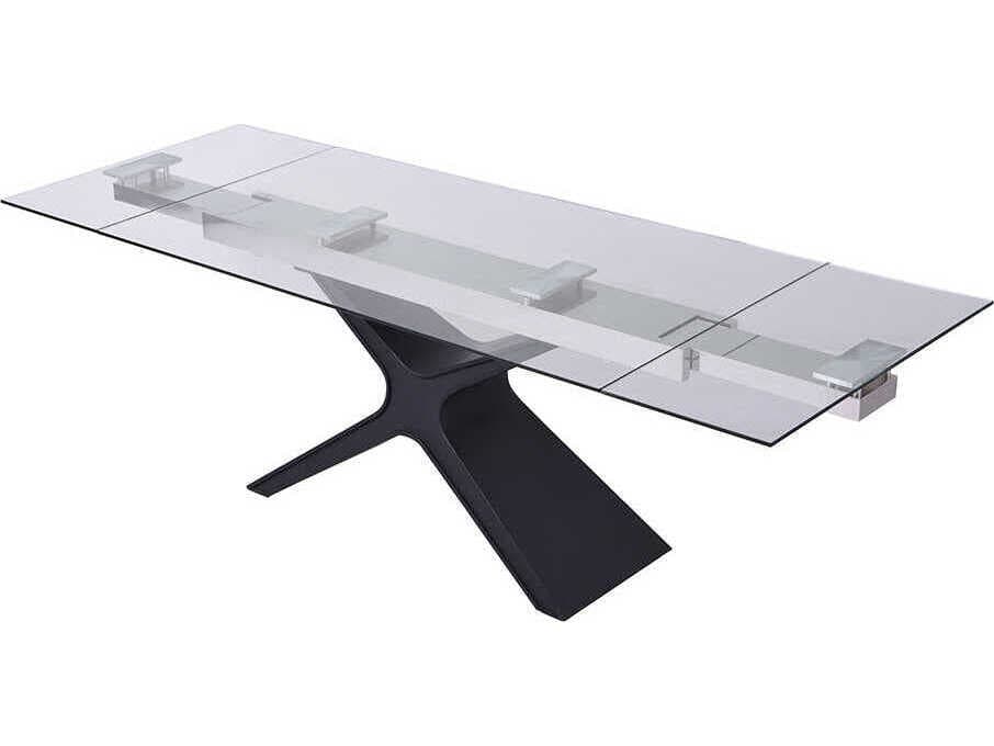 Whiteline Modern Living West Rectangular Glass Black Dining Table
