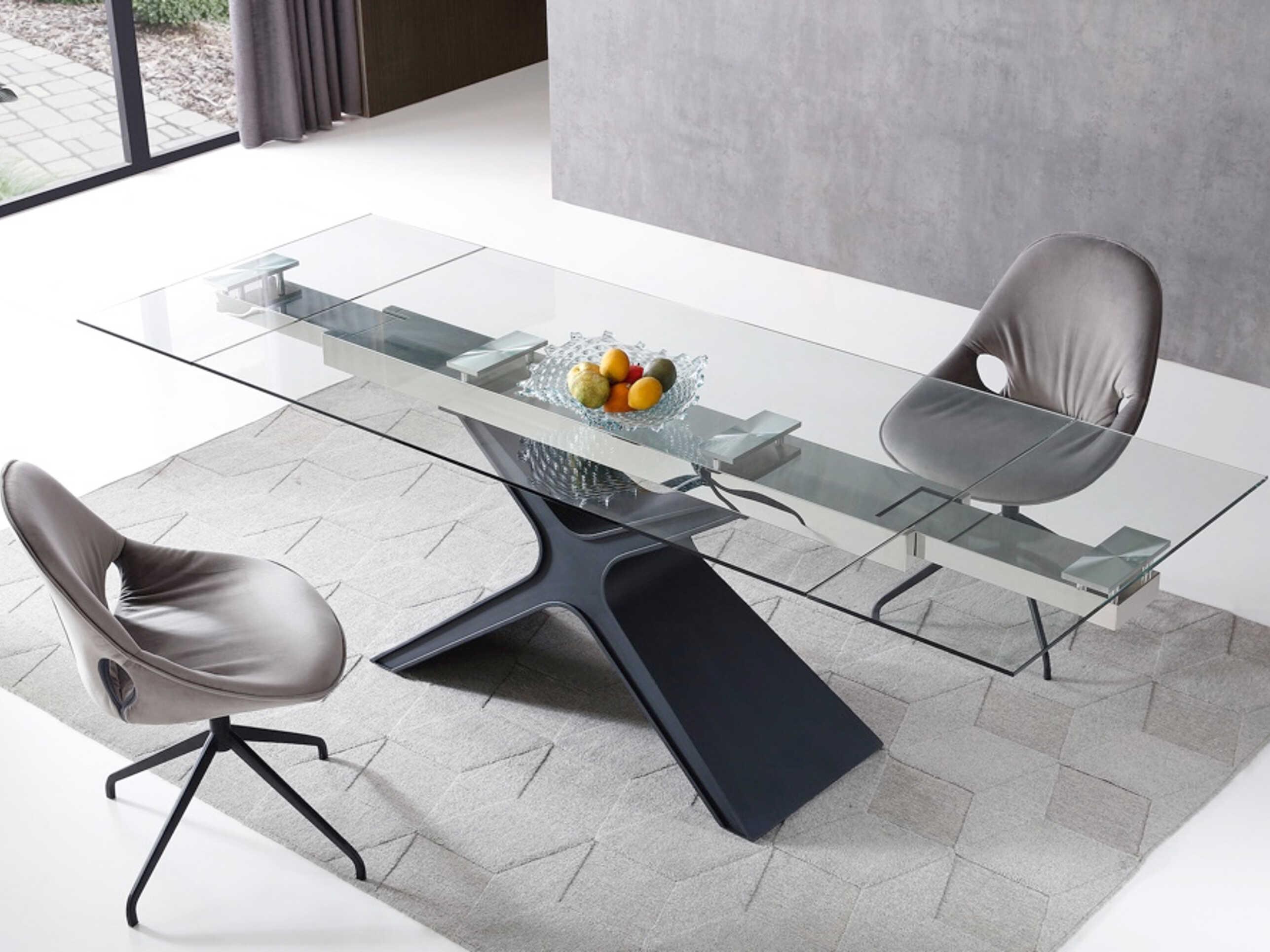 Whiteline Modern Living West Rectangular Glass Black Dining Table