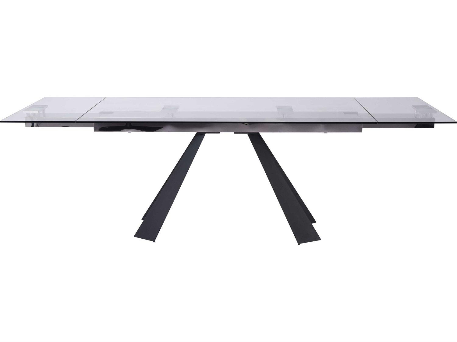 Whiteline Modern Living Chicago Rectangular Glass Black Dining Table