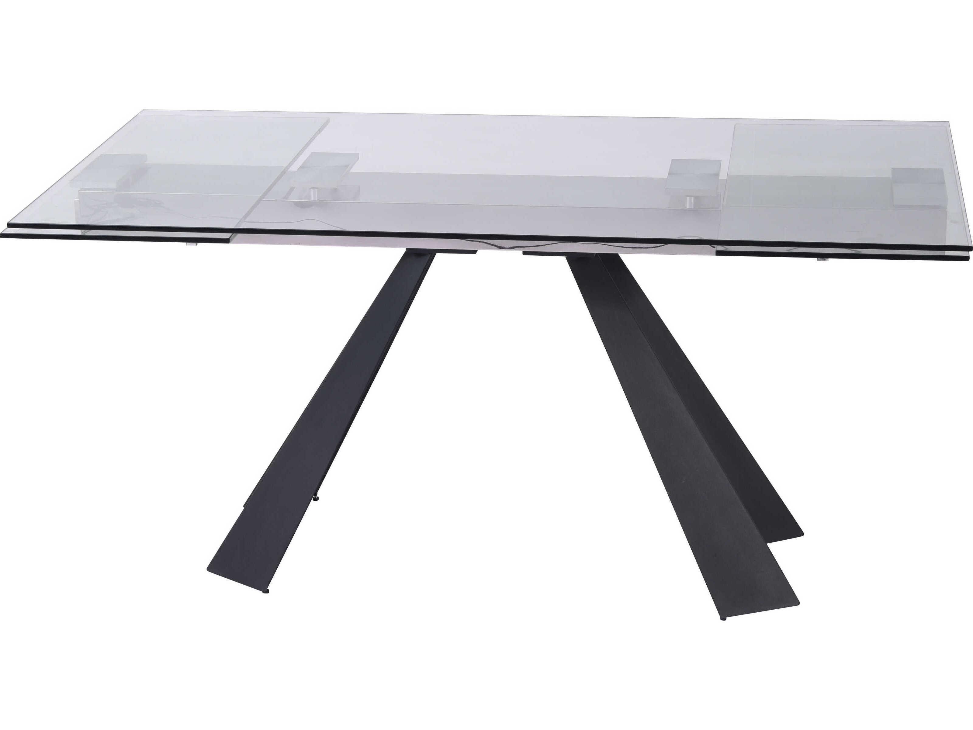 Whiteline Modern Living Chicago Rectangular Glass Black Dining Table