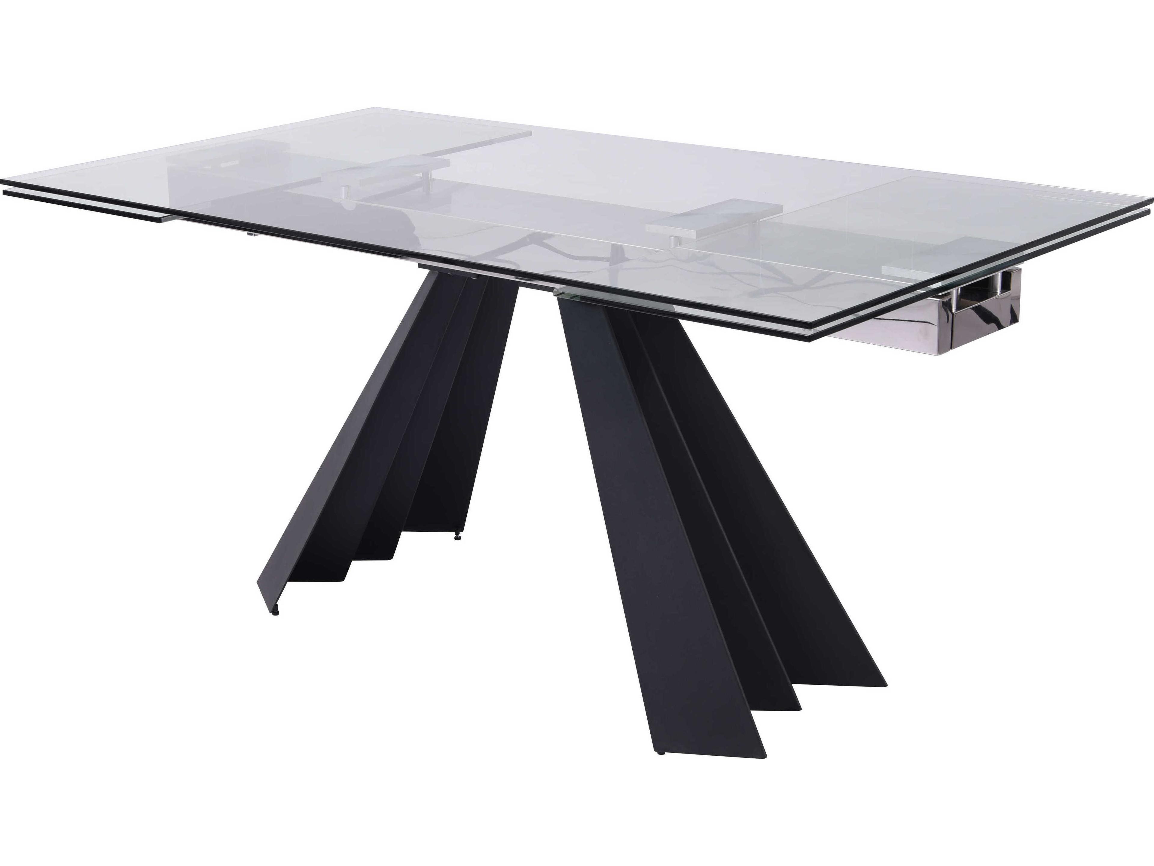 Whiteline Modern Living Chicago Rectangular Glass Black Dining Table
