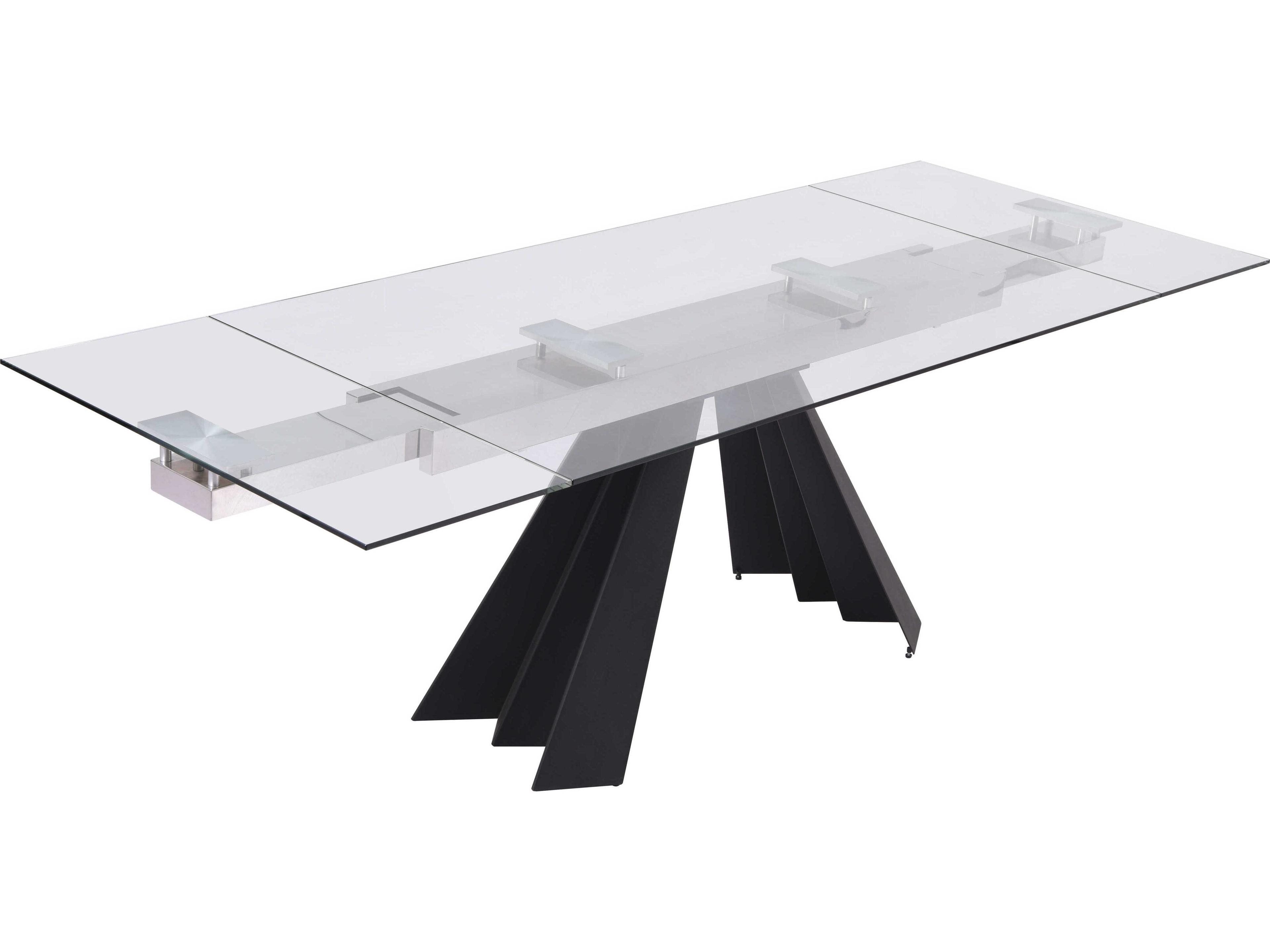 Whiteline Modern Living Chicago Rectangular Glass Black Dining Table