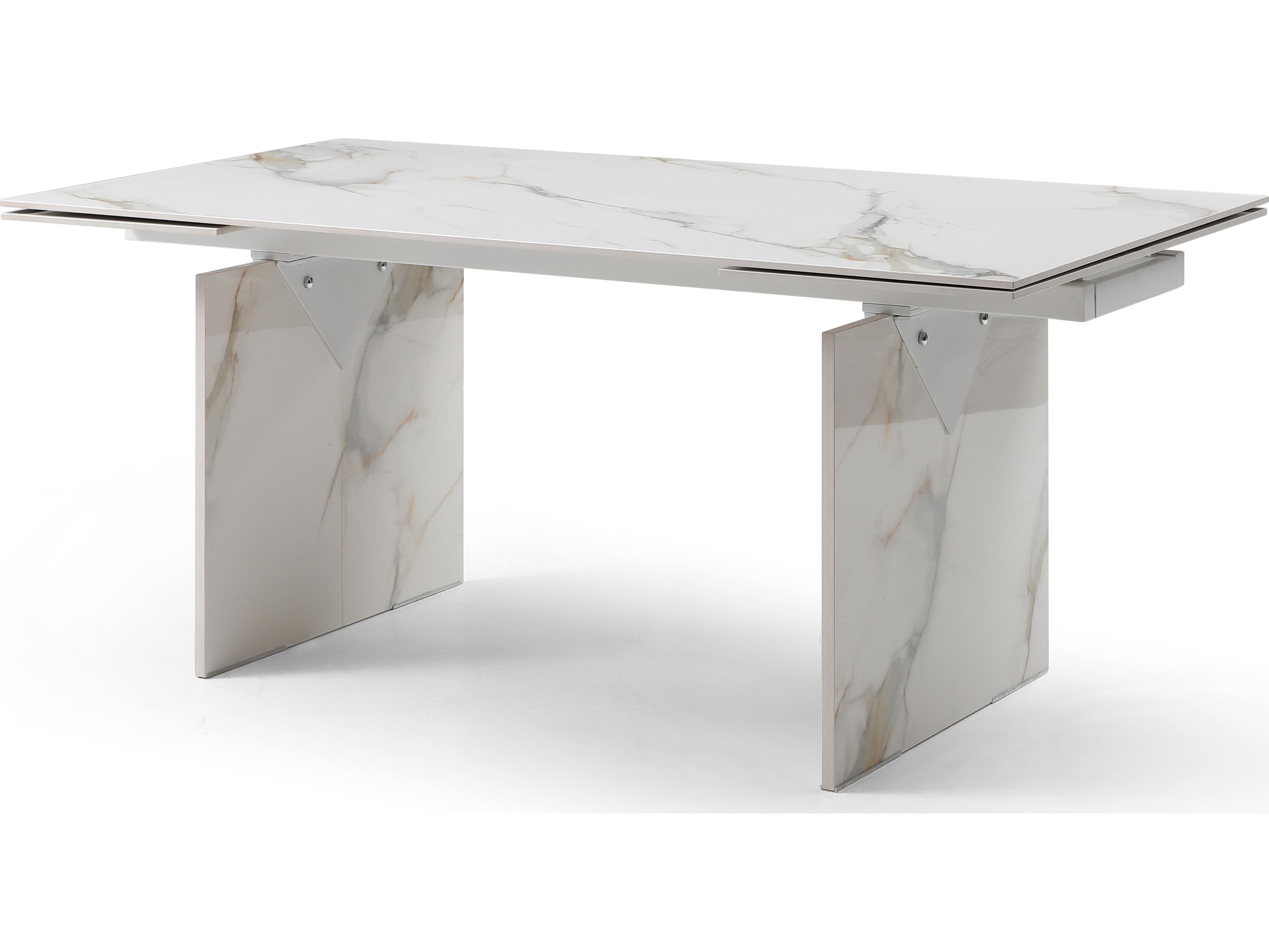 Whiteline Modern Living Georgia Rectangular Ceramic White Dining Table
