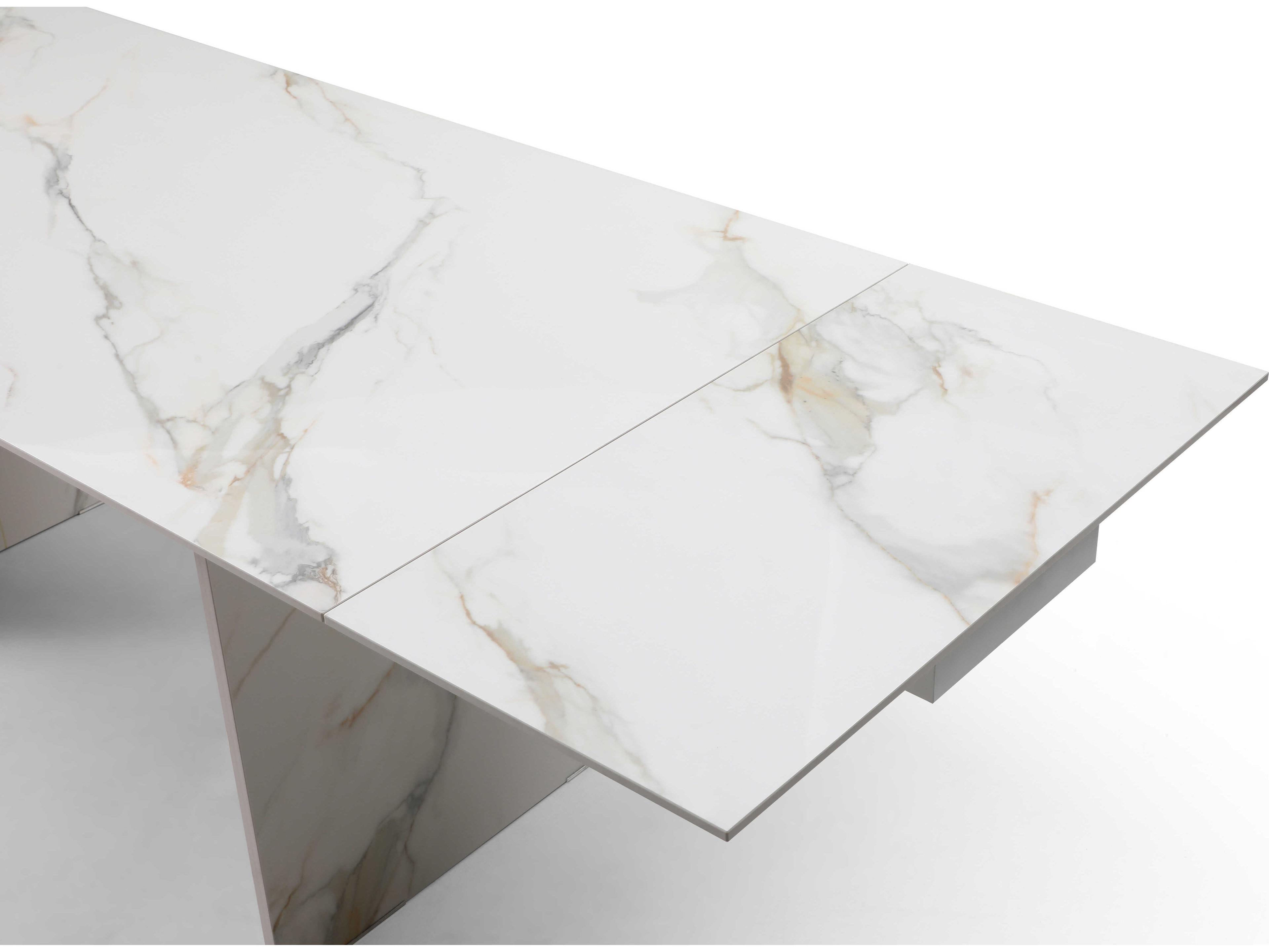 Whiteline Modern Living Georgia Rectangular Ceramic White Dining Table