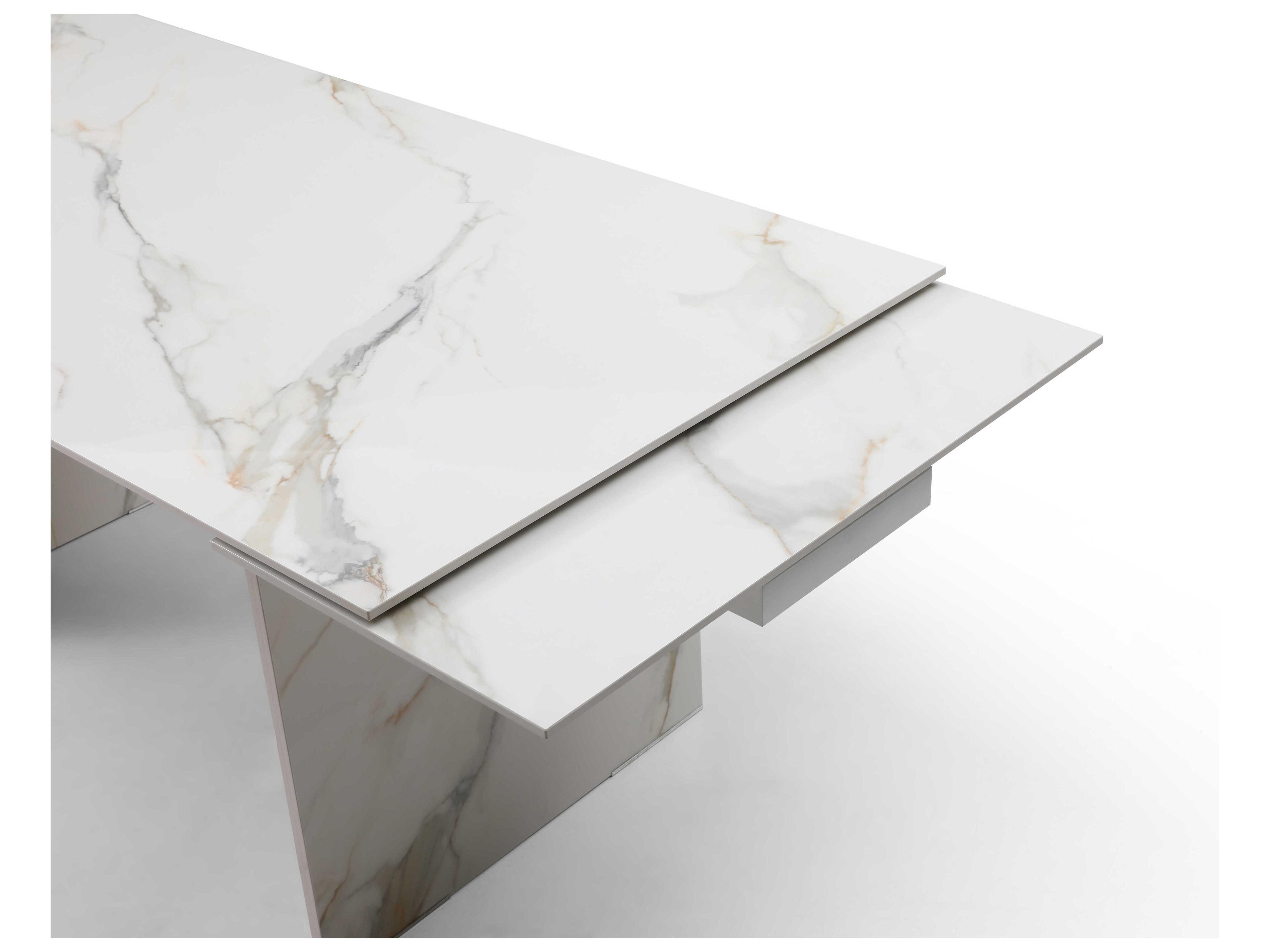 Whiteline Modern Living Georgia Rectangular Ceramic White Dining Table