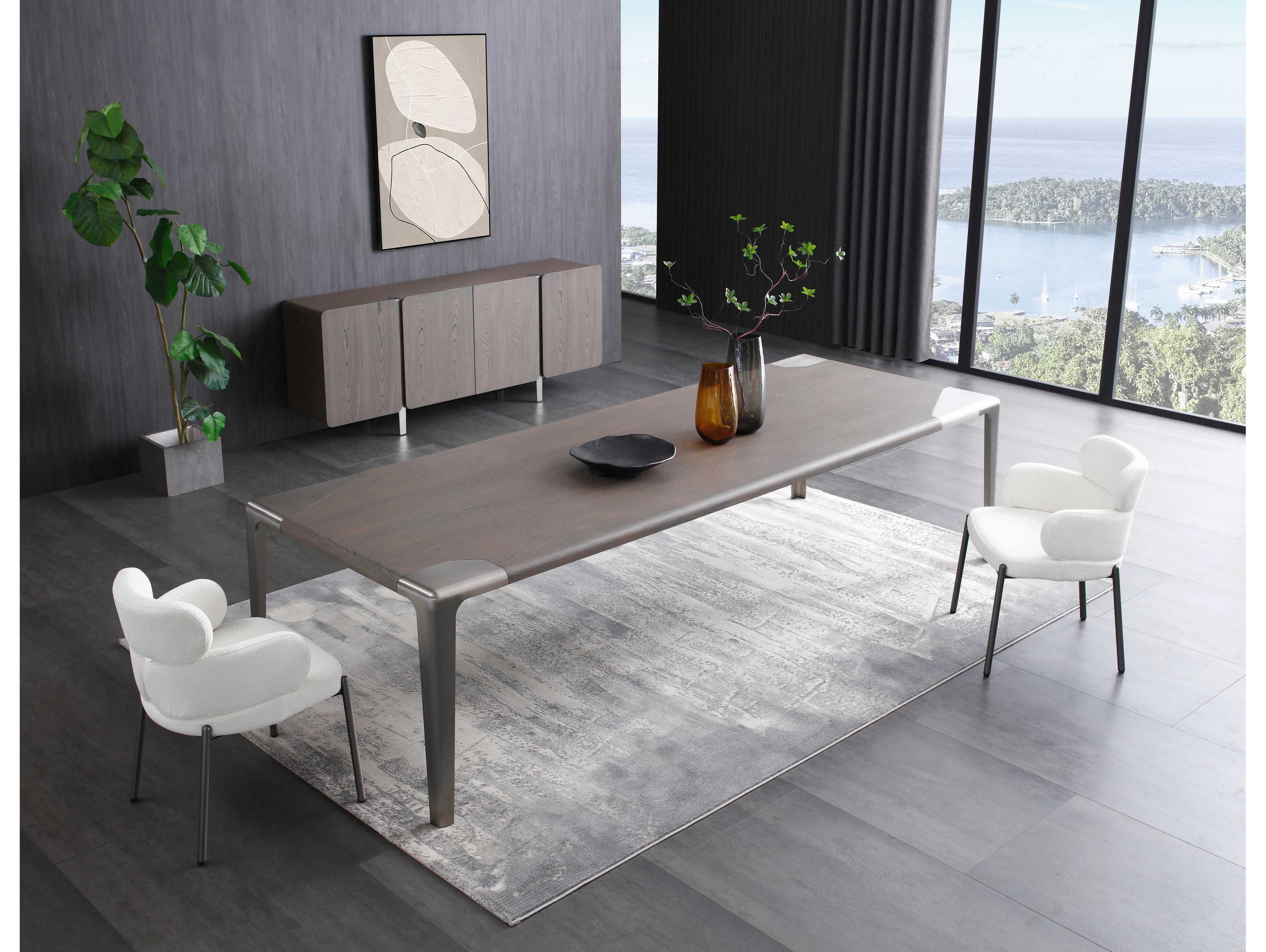 Whiteline Modern Living Elena Rectangular Wood Grey Dining Table