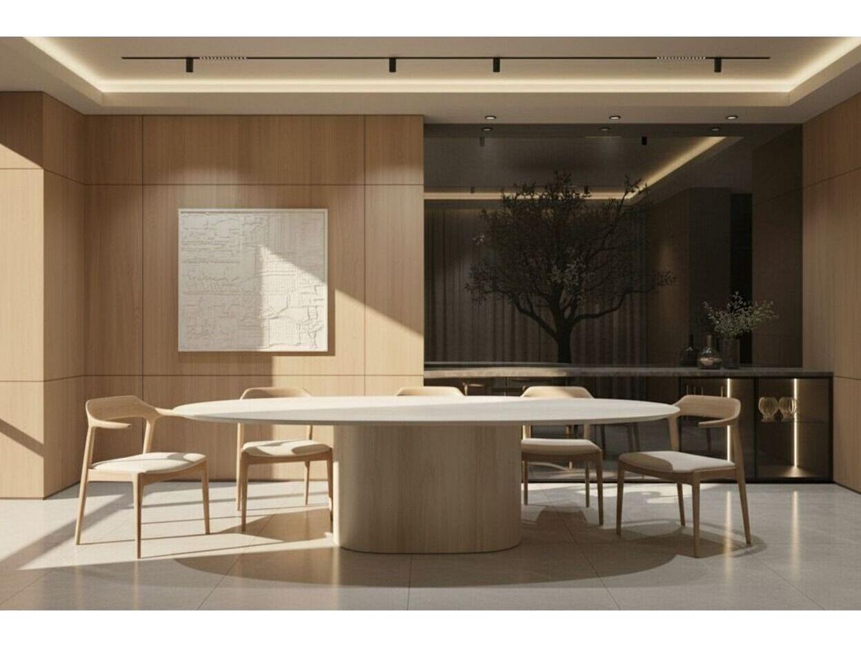 Whiteline Modern Living Petra Oval Marble Dining Table