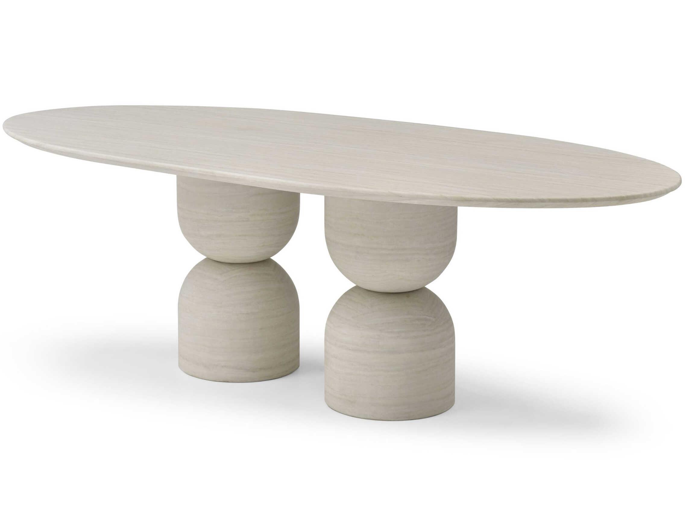 Whiteline Modern Living Rocca Oval Marble Beige Dining Table