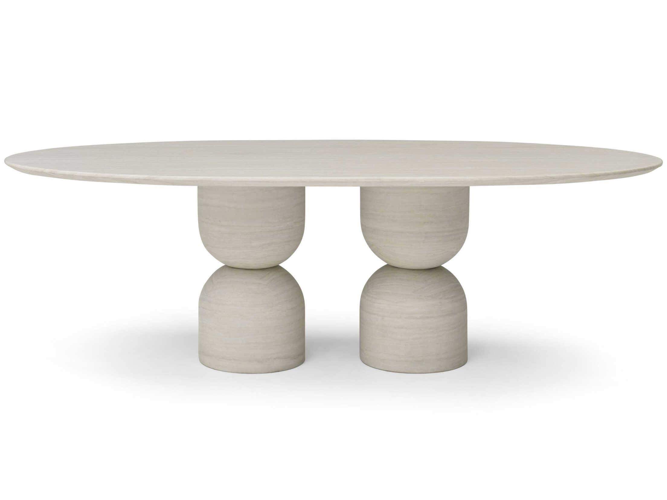 Whiteline Modern Living Rocca Oval Marble Beige Dining Table