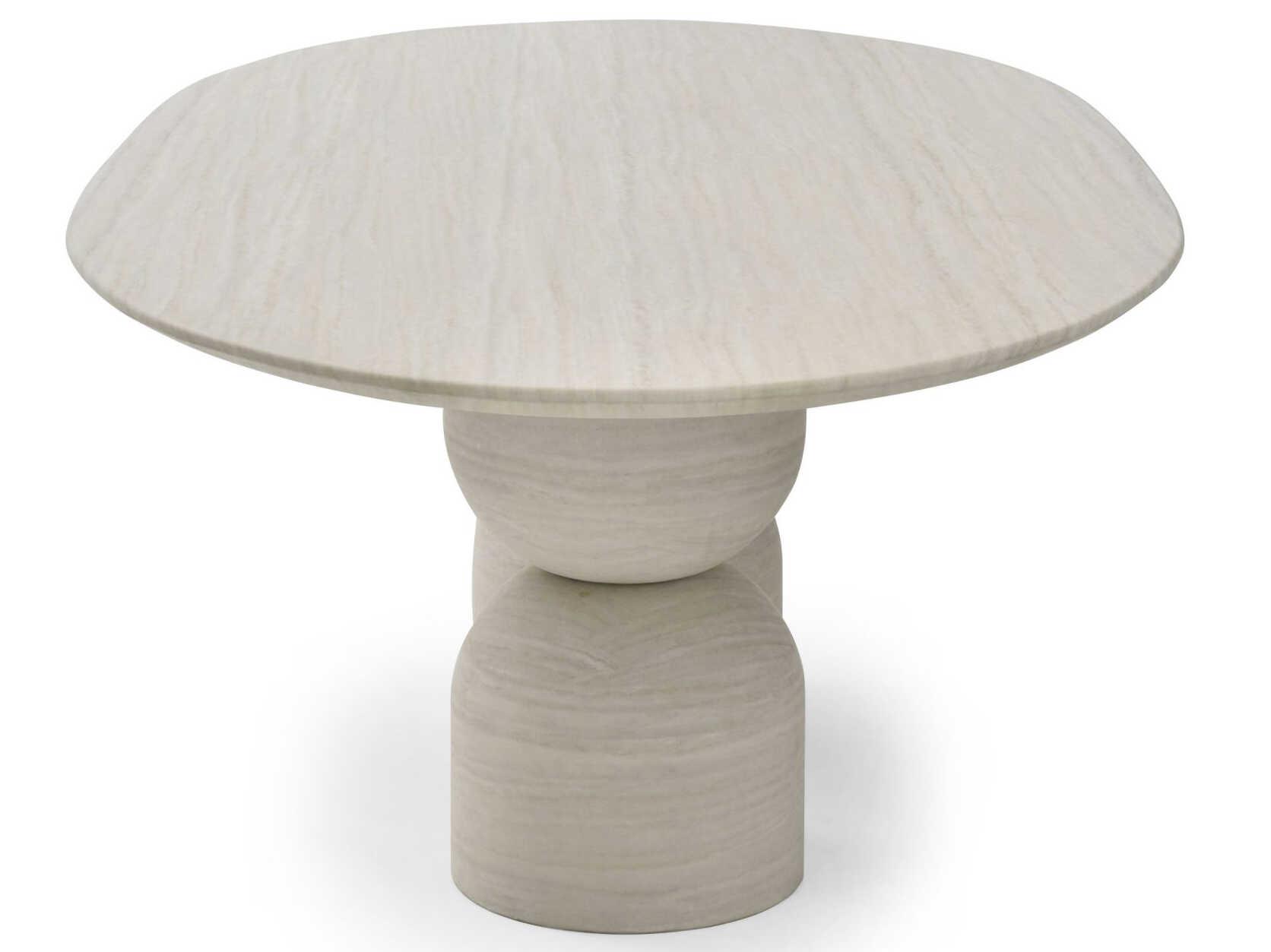Whiteline Modern Living Rocca Oval Marble Beige Dining Table