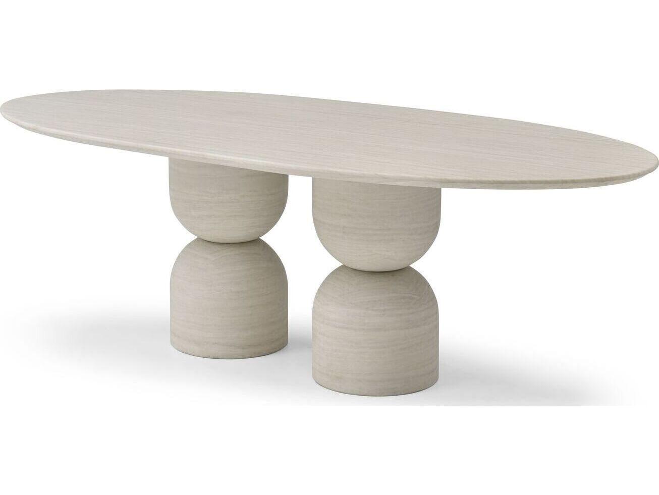 Whiteline Modern Living Rocca Oval Marble Dining Table