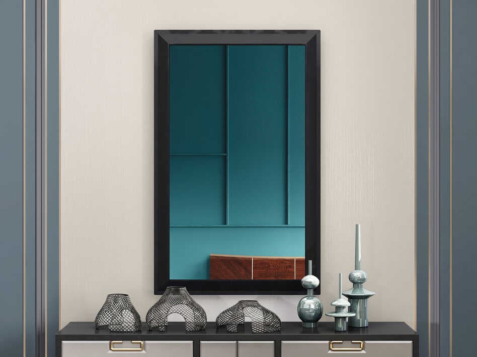 Whiteline Modern Living Abrazo Black Rectangular Wall Mirror
