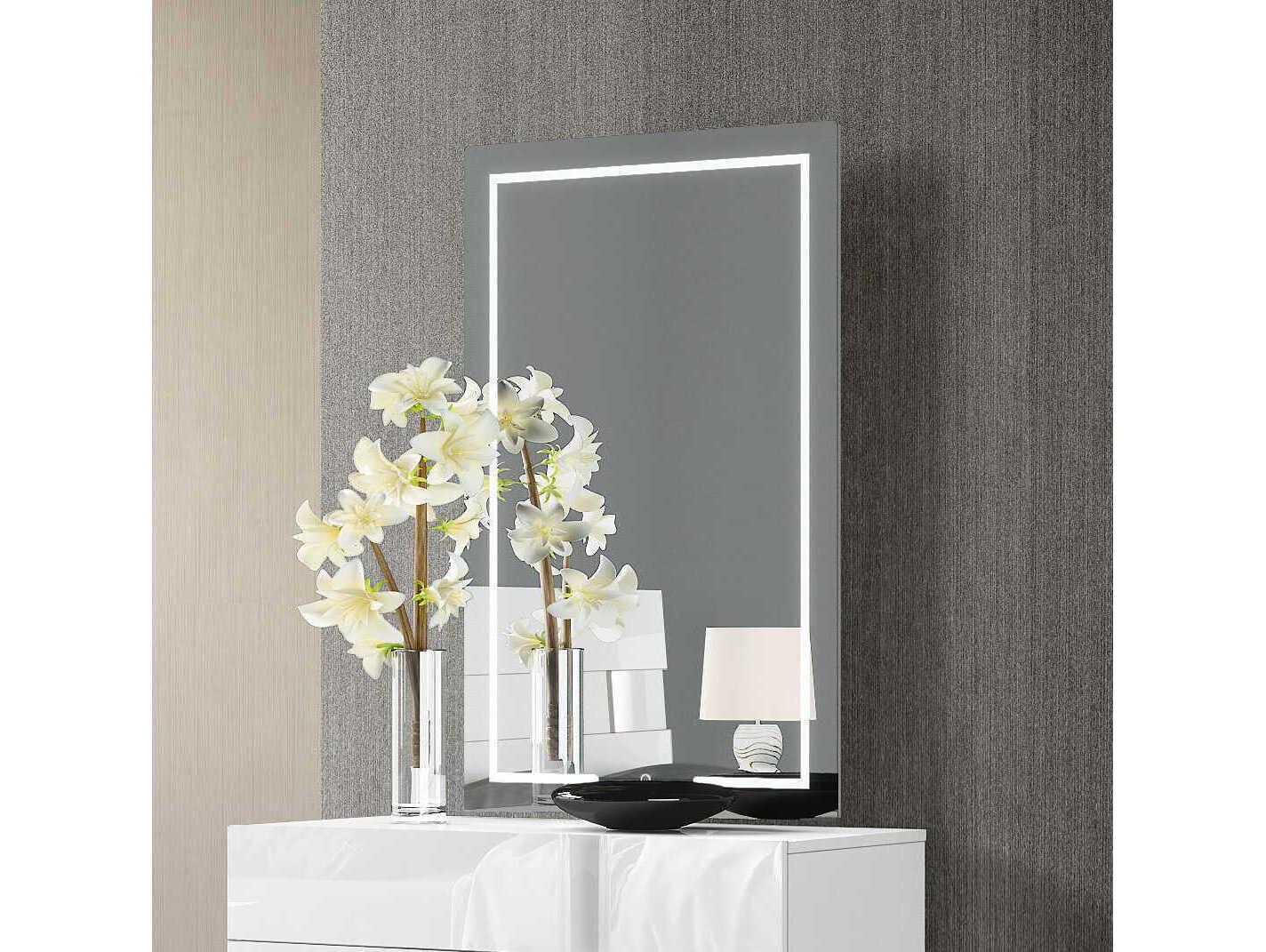 Whiteline Modern Living Brett Clear Rectangular Wall Mirror