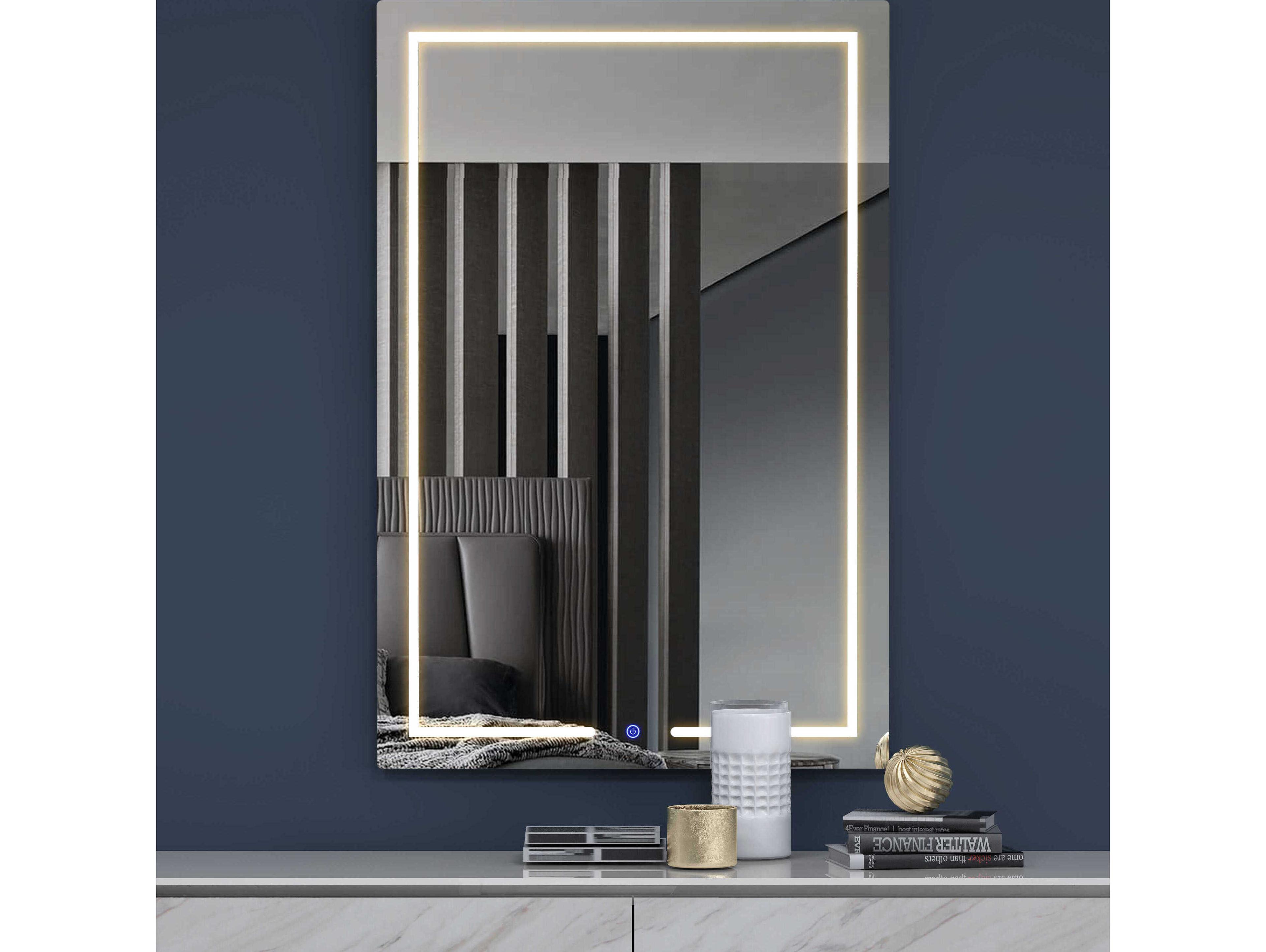 Whiteline Modern Living Brett Clear Rectangular Wall Mirror