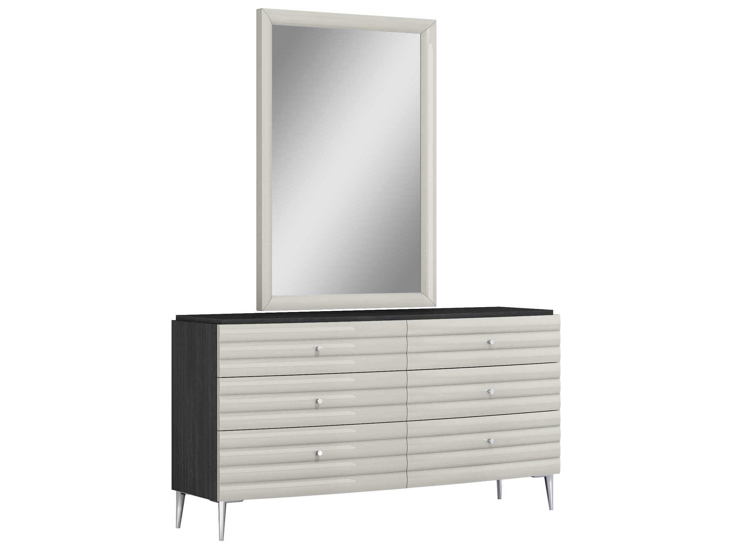 Whiteline Modern Living Pino Pino Light Grey Rectangular Wall Mirror