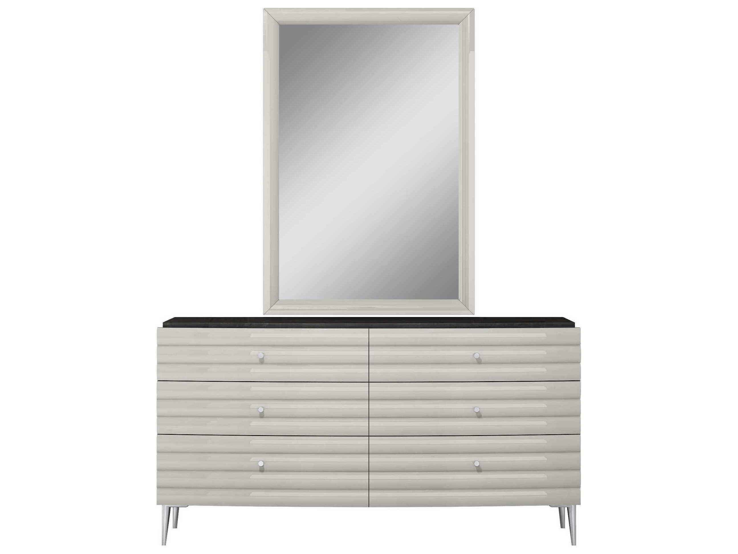 Whiteline Modern Living Pino Pino Light Grey Rectangular Wall Mirror