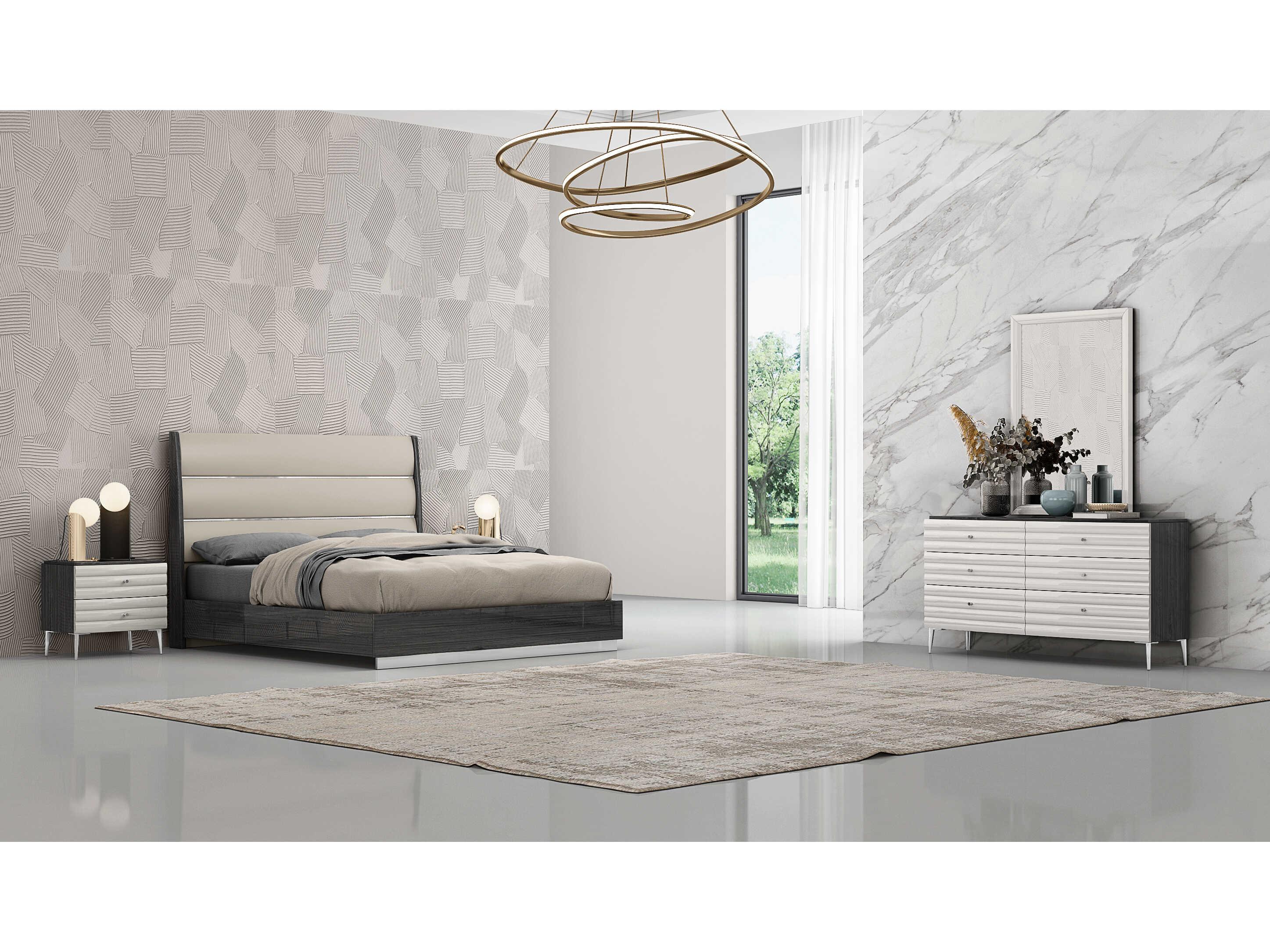 Whiteline Modern Living Pino Pino Light Grey Rectangular Wall Mirror