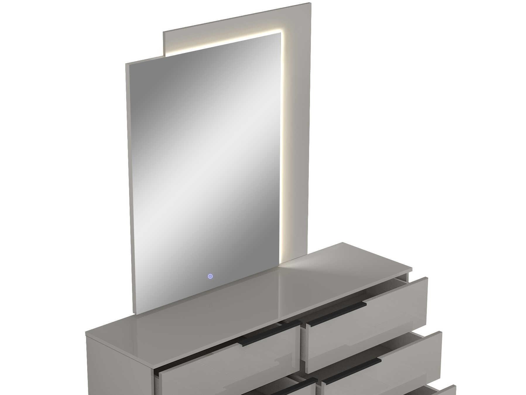 Whiteline Modern Living Damien Damien Light Grey Rectangular Dresser Mirror