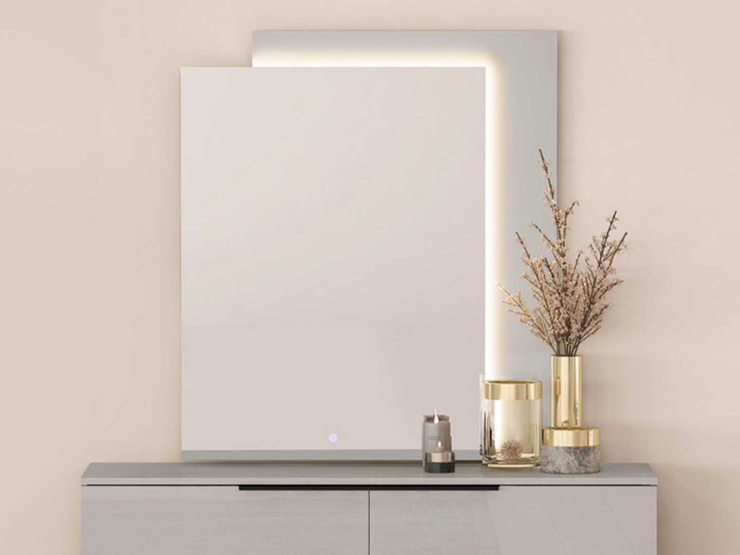 Whiteline Modern Living Damien Damien Light Grey Rectangular Dresser Mirror