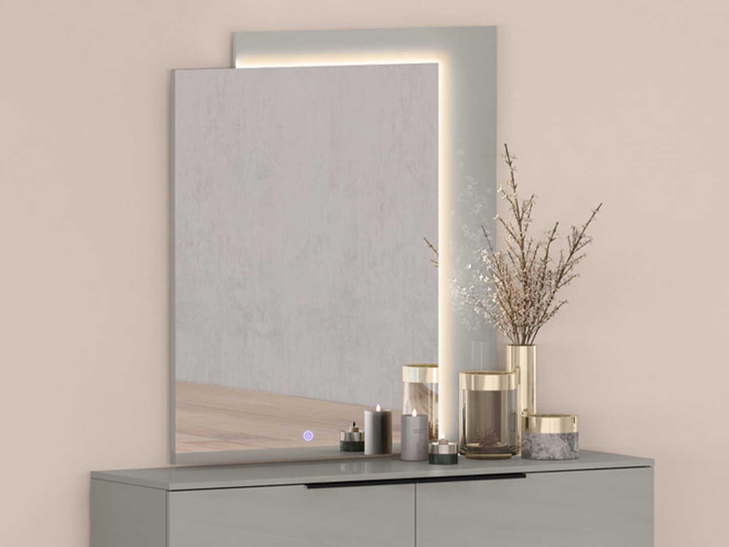 Whiteline Modern Living Damien Damien Light Grey Rectangular Dresser Mirror