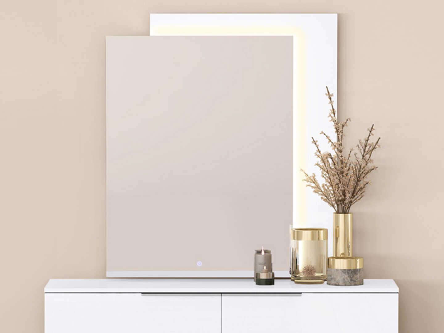 Whiteline Modern Living Damien Damien White Rectangular Dresser Mirror
