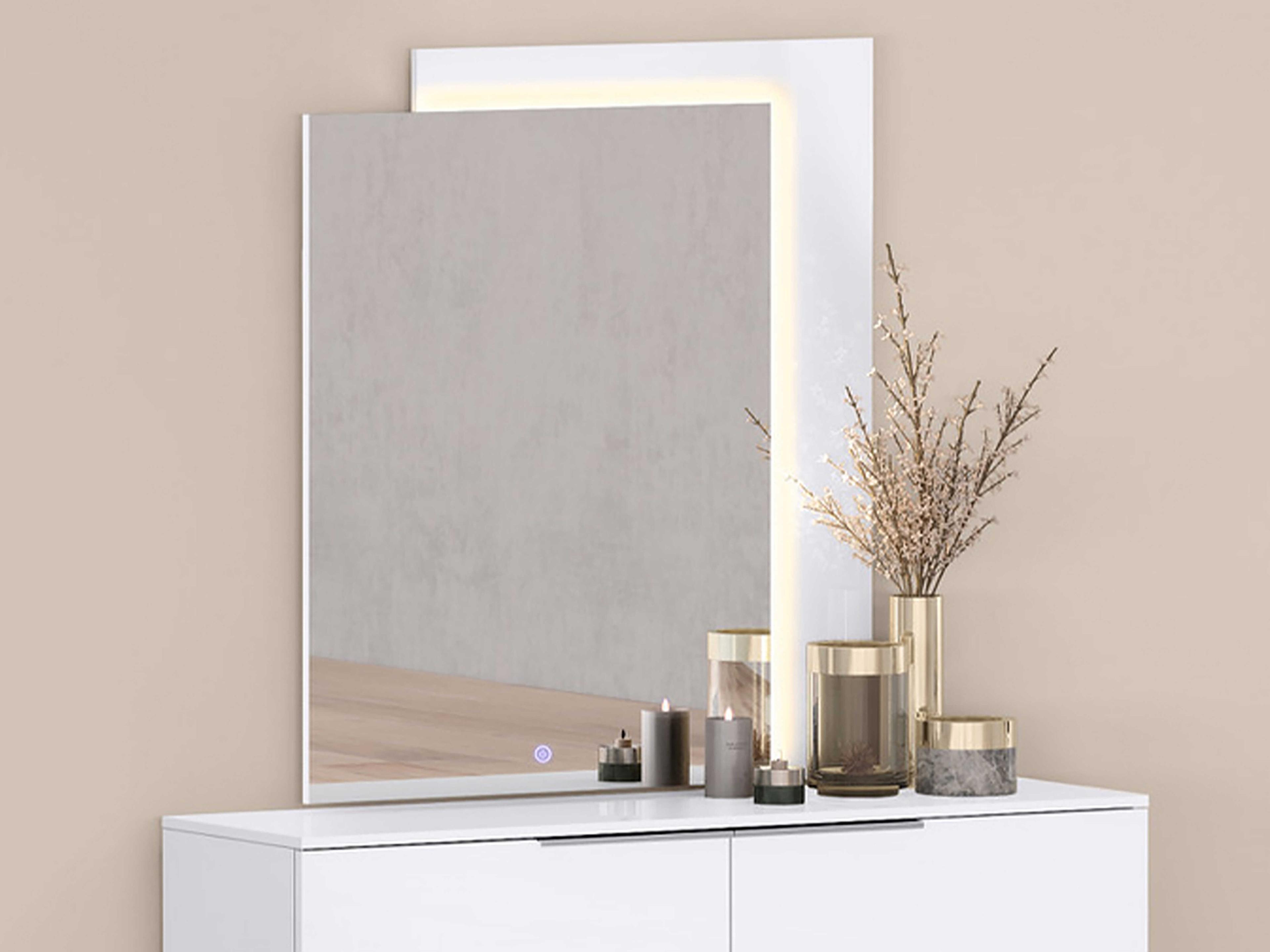 Whiteline Modern Living Damien Damien White Rectangular Dresser Mirror