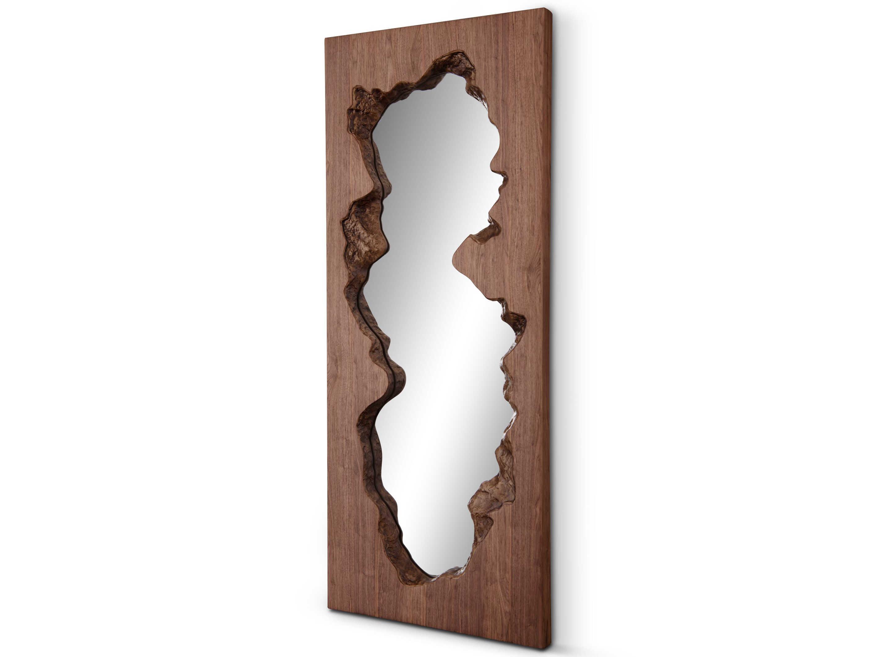 Whiteline Modern Living Gaia Walnut Rectangular Wall Mirror