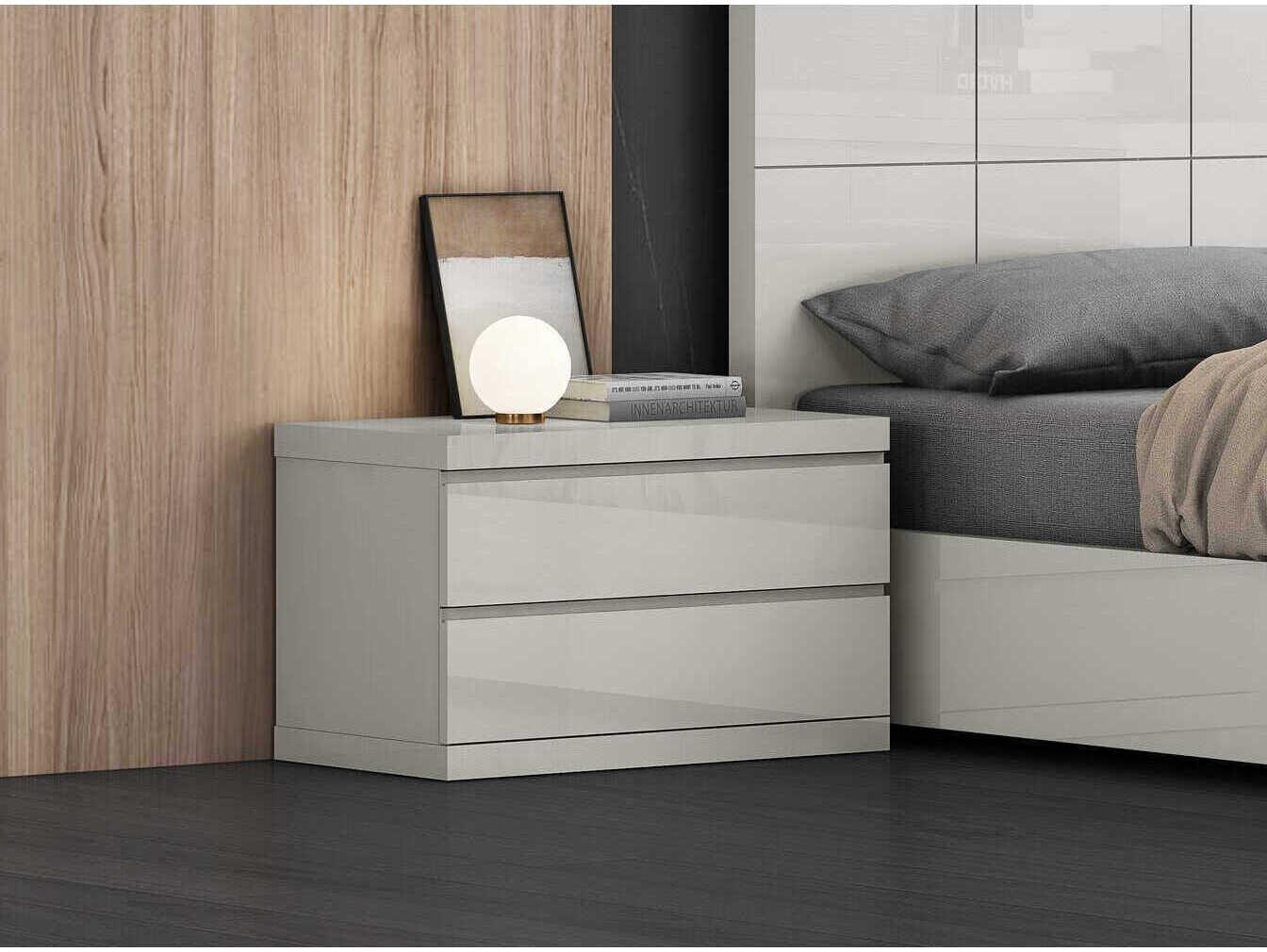 Whiteline Modern Living Anna 2-Drawers Gray Nightstand