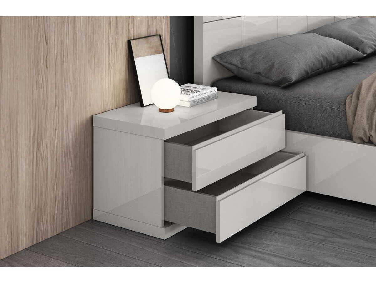 Whiteline Modern Living Anna 2-Drawers Gray Nightstand