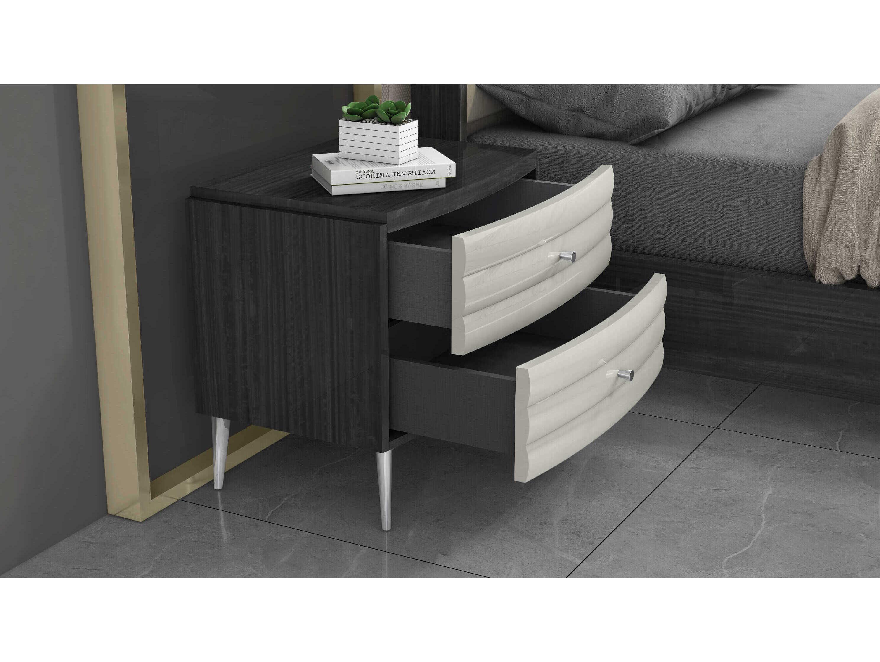 Whiteline Modern Living Pino 2-Drawers Gray Nightstand