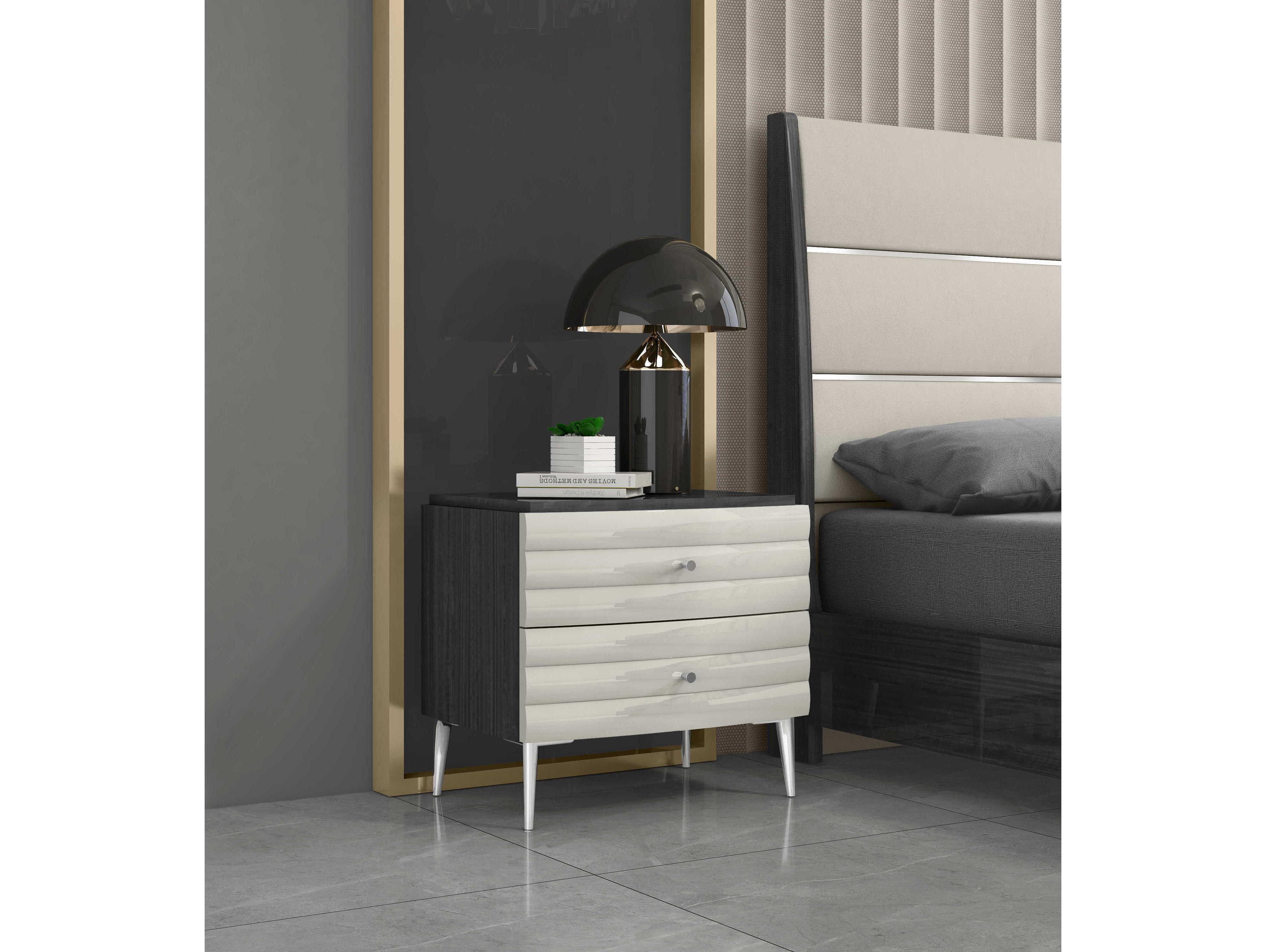 Whiteline Modern Living Pino 2-Drawers Gray Nightstand
