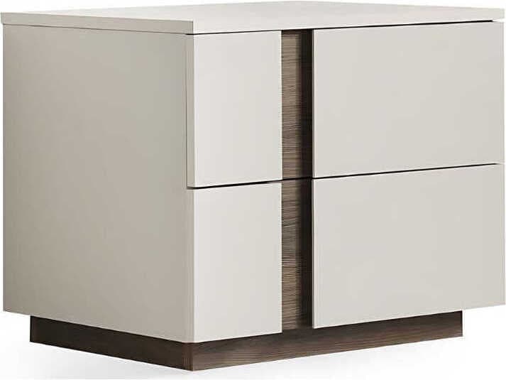 Whiteline Modern Living Romina 2-Drawers Gray Walnut Wood Nightstand