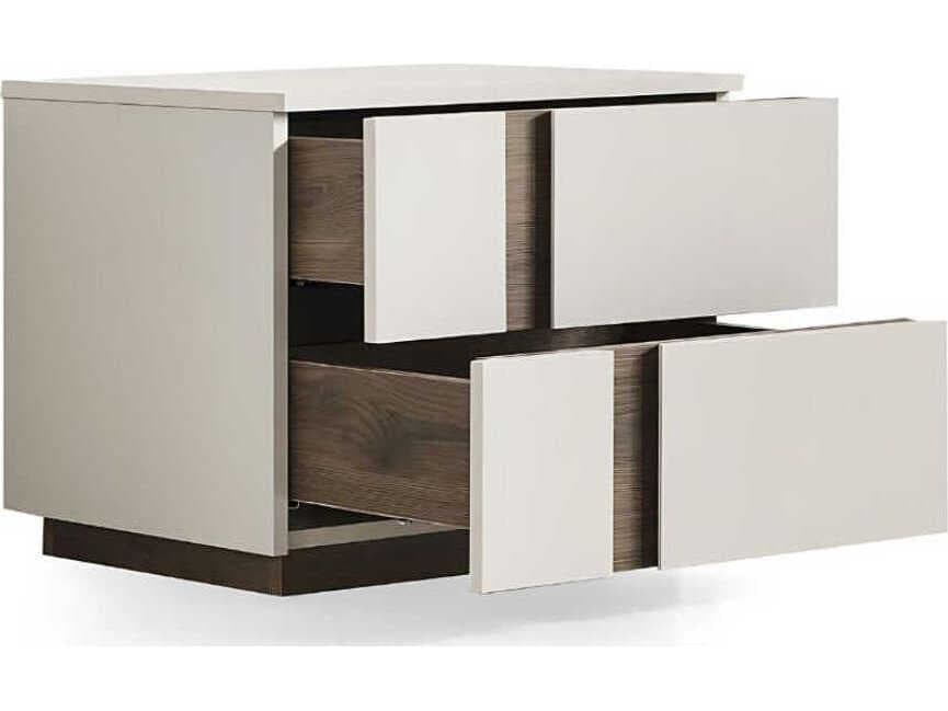 Whiteline Modern Living Romina 2-Drawers Gray Walnut Wood Nightstand
