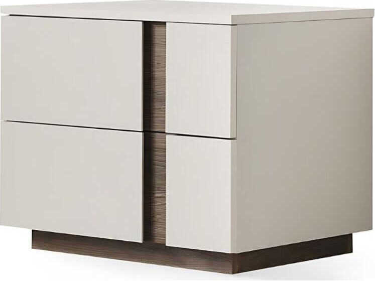 Whiteline Modern Living Romina 2-Drawers Gray Walnut Wood Nightstand