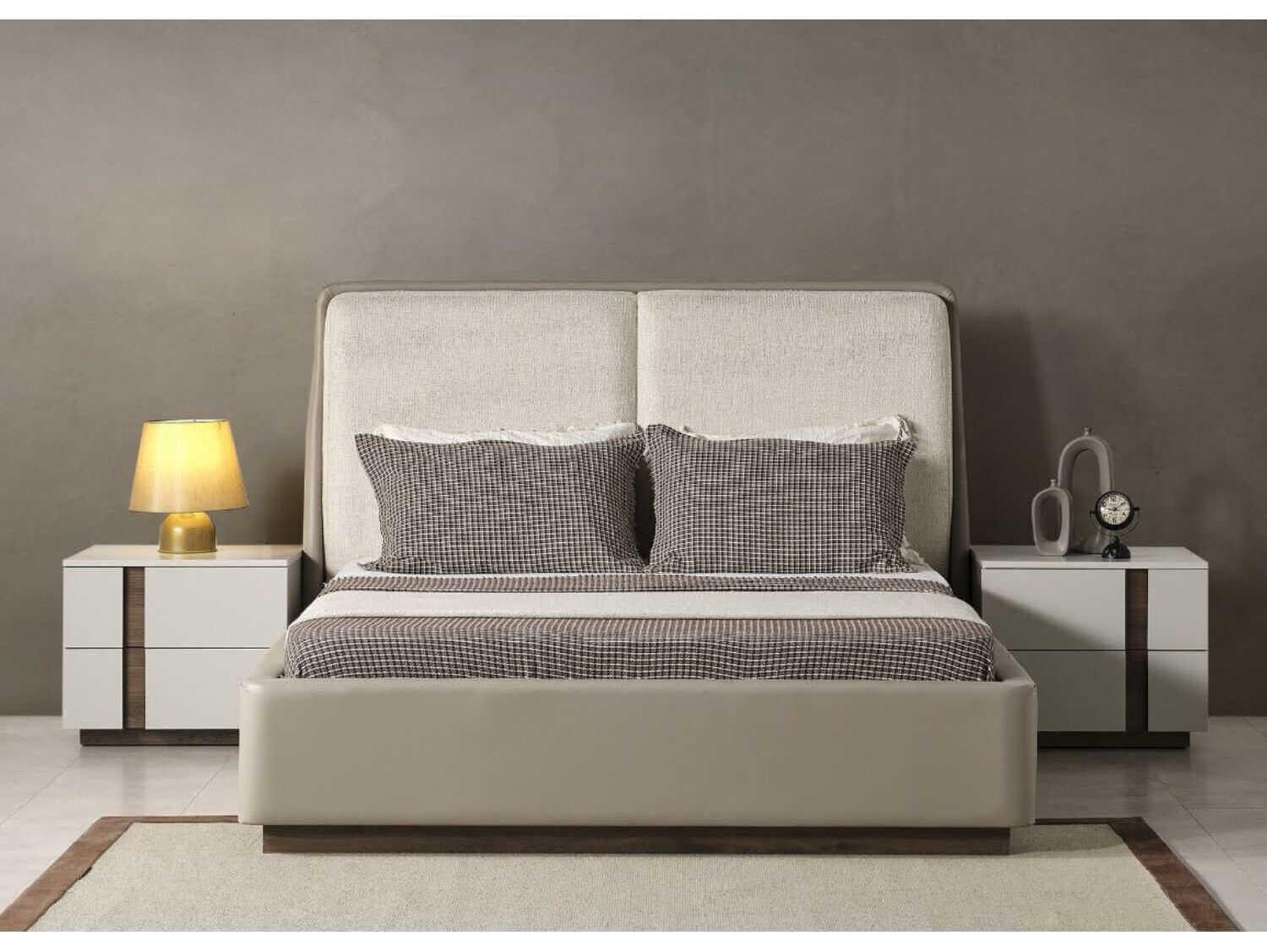 Whiteline Modern Living Romina 2-Drawers Gray Walnut Wood Nightstand