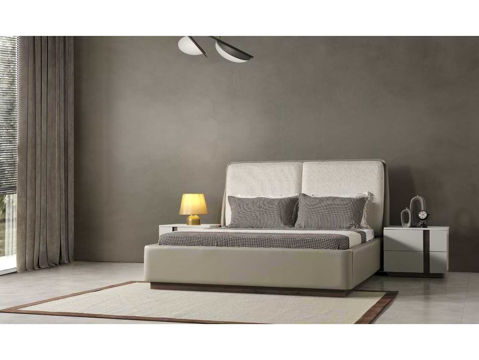 Whiteline Modern Living Romina 2-Drawers Gray Walnut Wood Nightstand