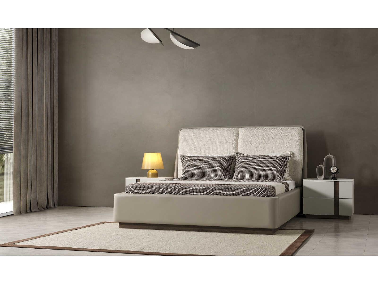 Whiteline Modern Living Romina 2-Drawers Gray Walnut Wood Nightstand