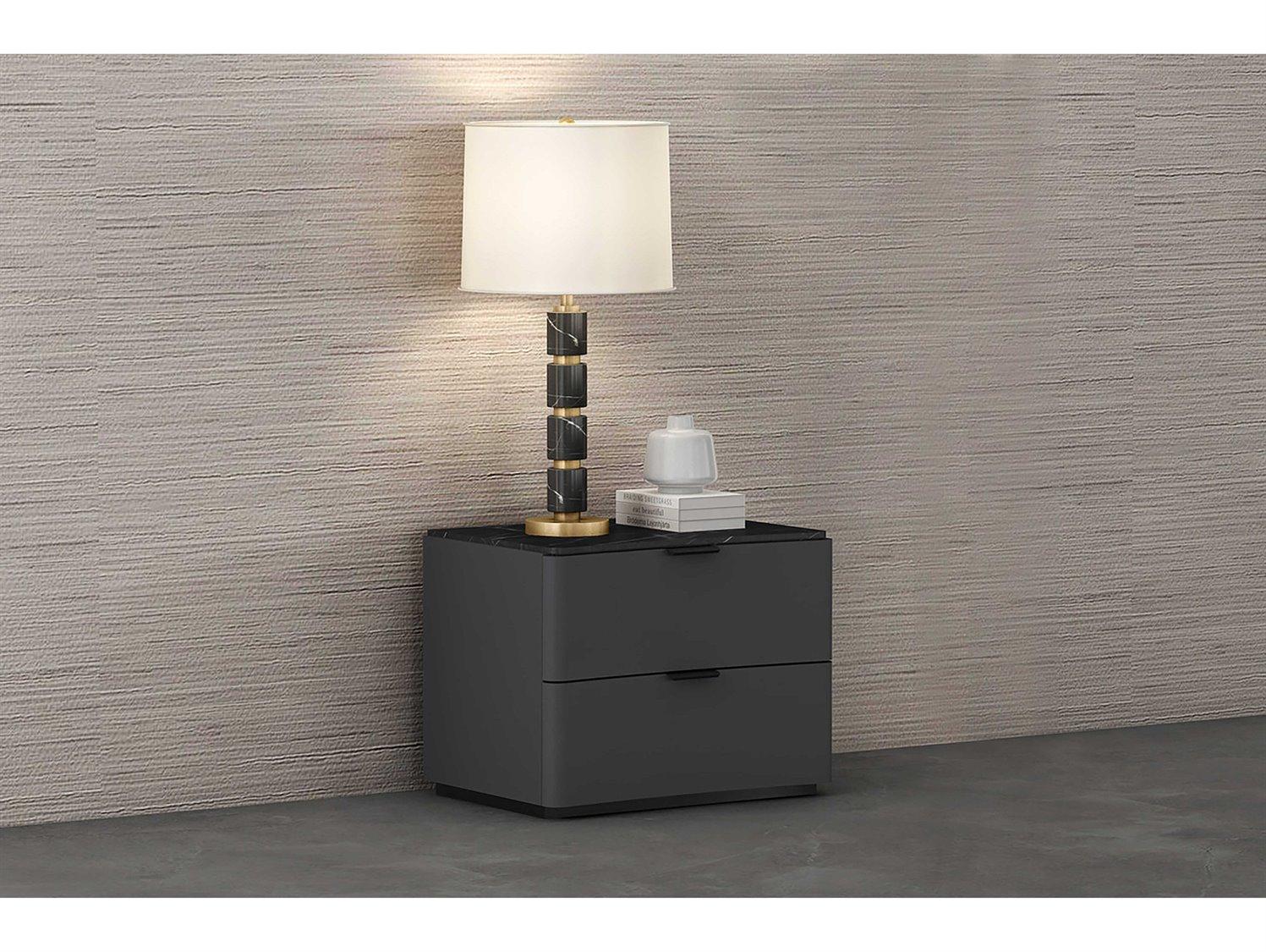 Whiteline Modern Living Massimo 2-Drawers Black Nightstand