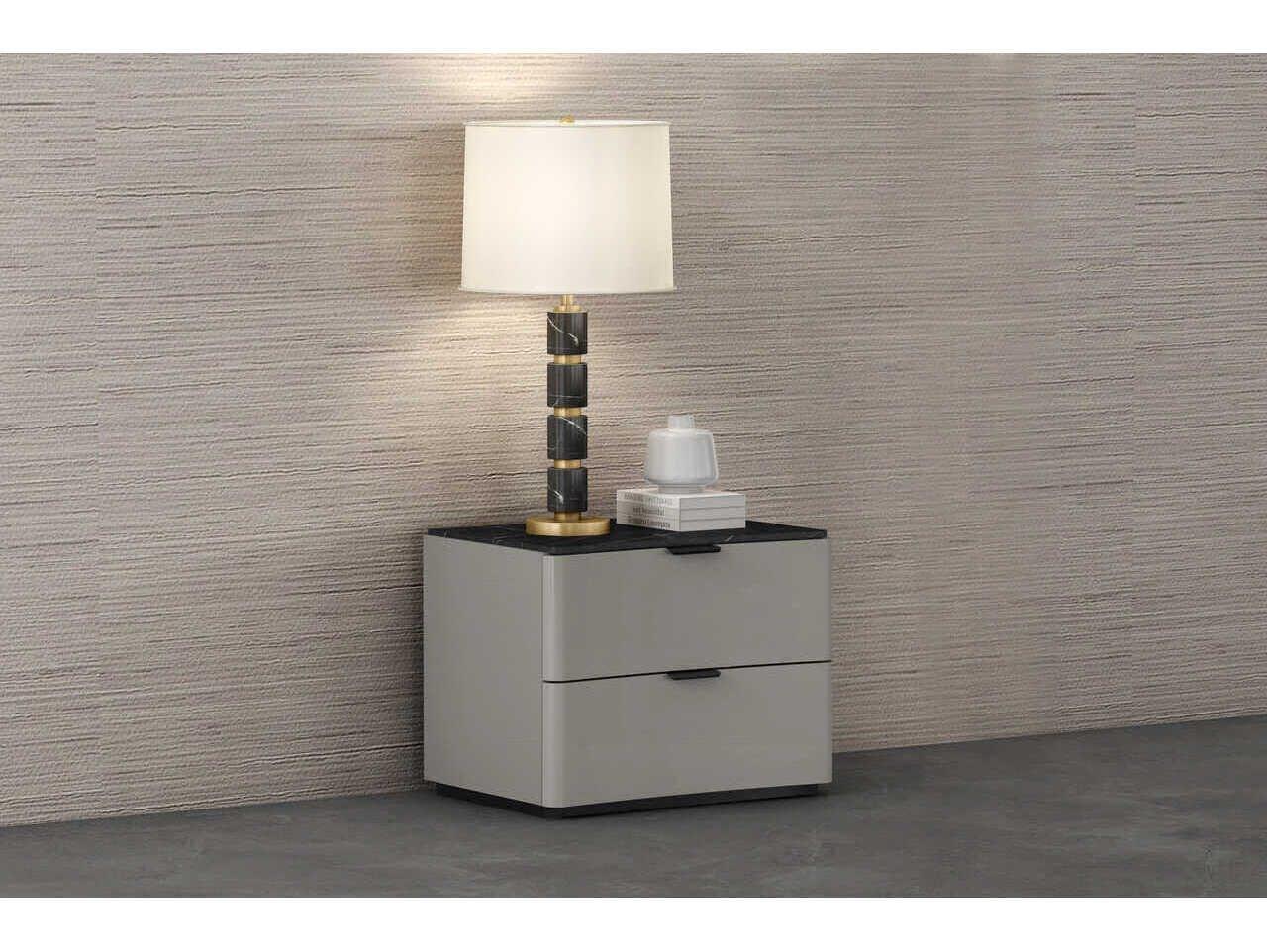 Whiteline Modern Living Massimo 2-Drawers Gray Nightstand