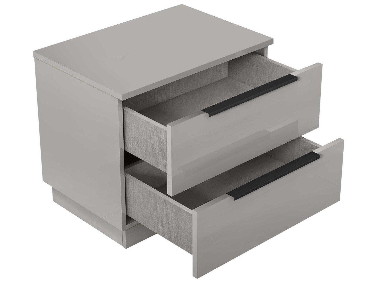 Whiteline Modern Living Damien 2-Drawers Gray Nightstand