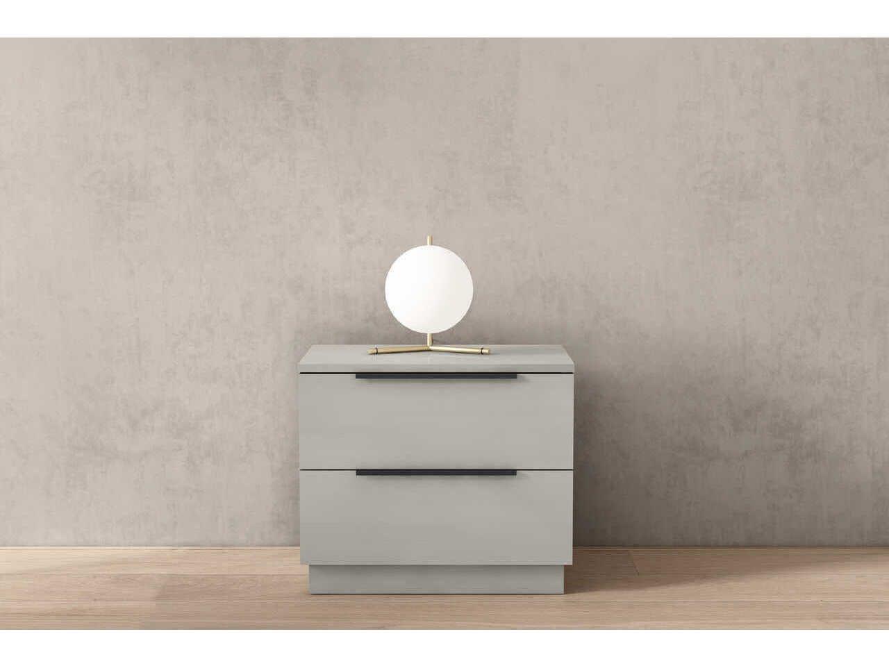 Whiteline Modern Living Damien 2-Drawers Gray Nightstand