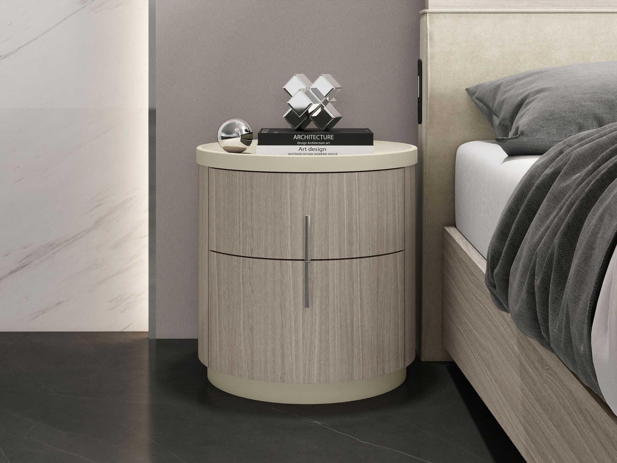 Whiteline Modern Living Celine 2-Drawers Oak Wood Nightstand